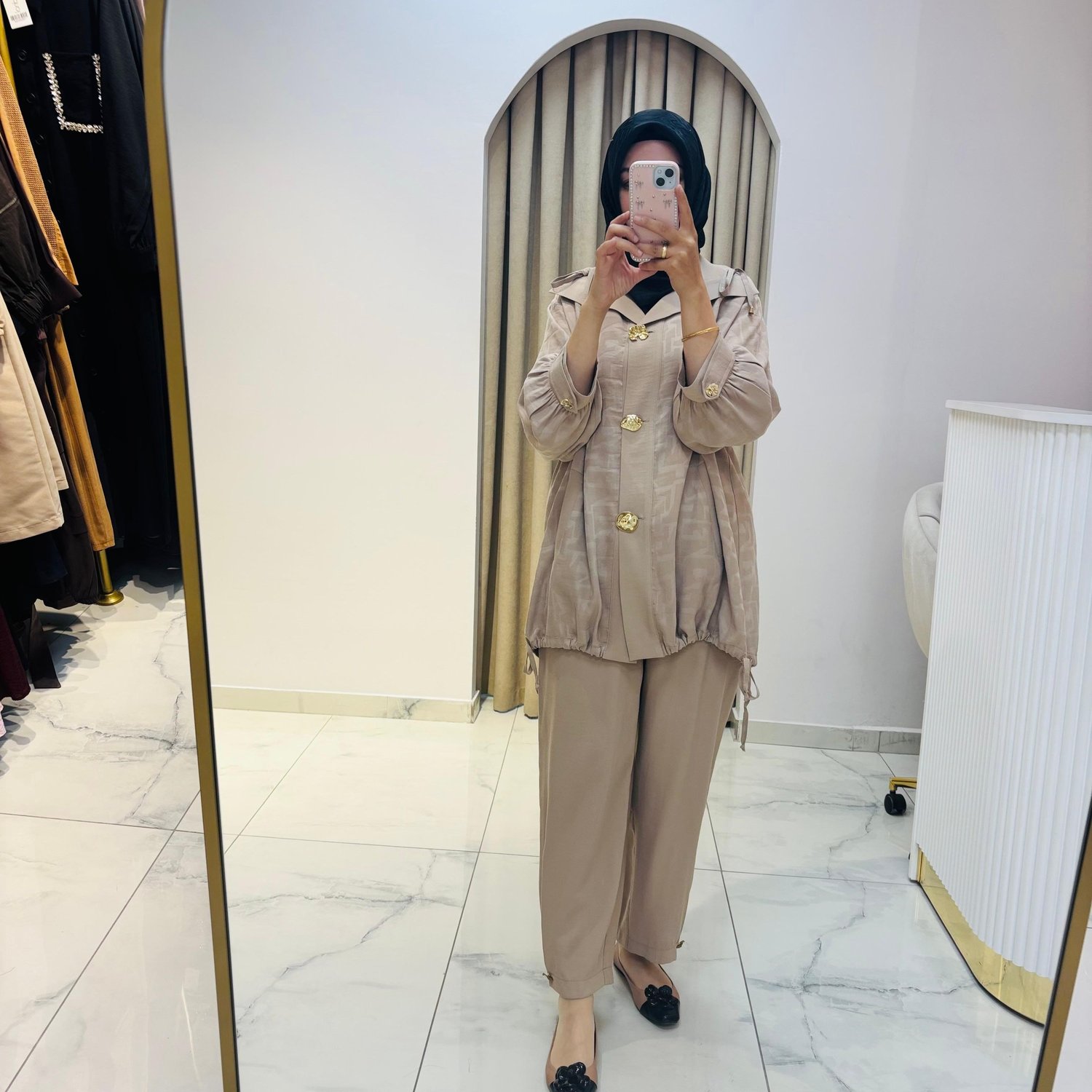 MY312 ÖNÜ AKSESUARLI PANTOLONLU TAKIM CAMEL