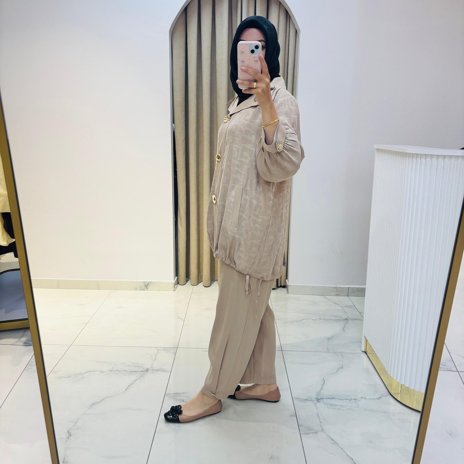MY312 ÖNÜ AKSESUARLI PANTOLONLU TAKIM CAMEL