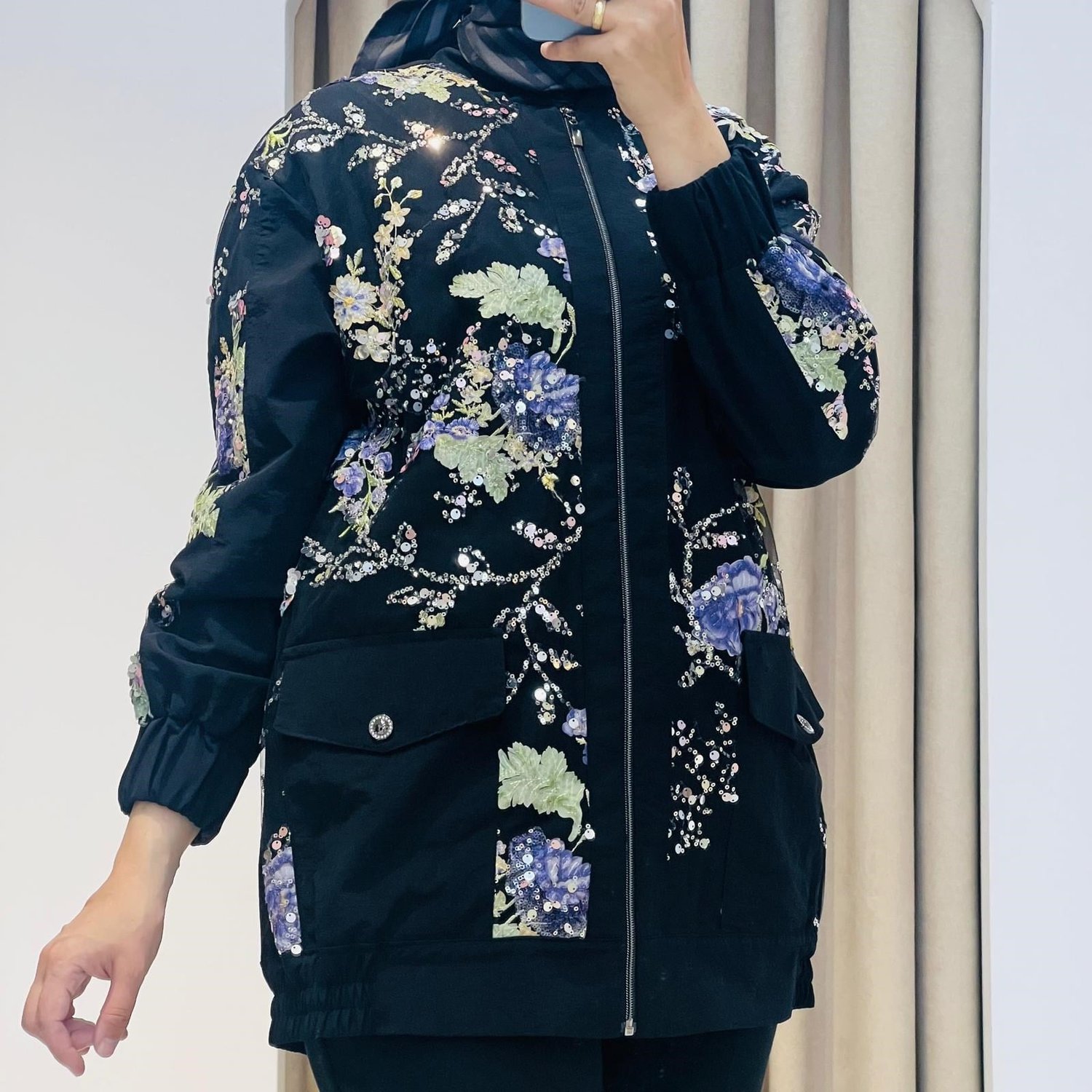 MY312 ÖNÜ PAYETLİ BOMBER CEKET SİYAH