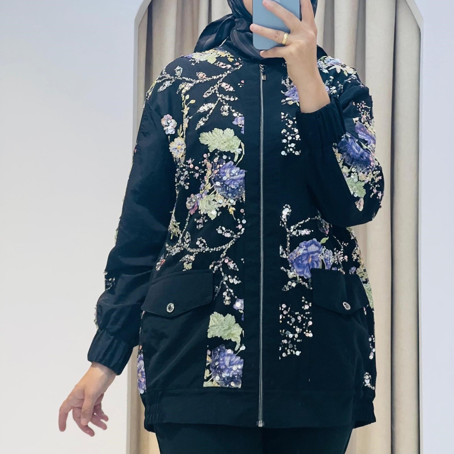 MY312 ÖNÜ PAYETLİ BOMBER CEKET SİYAH