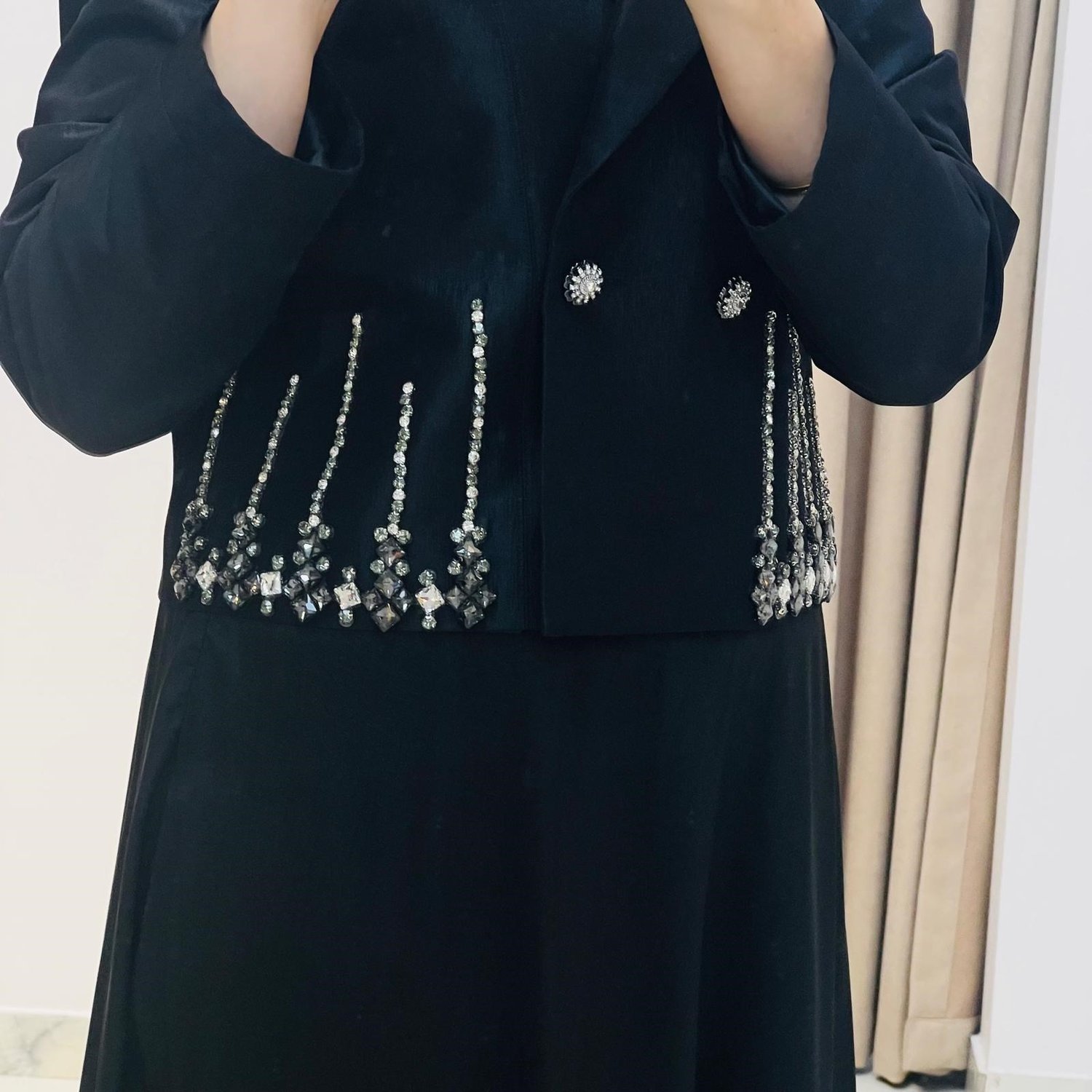 MY312 TAŞLI ABİYE ETEKLİ TAKIM SİYAH