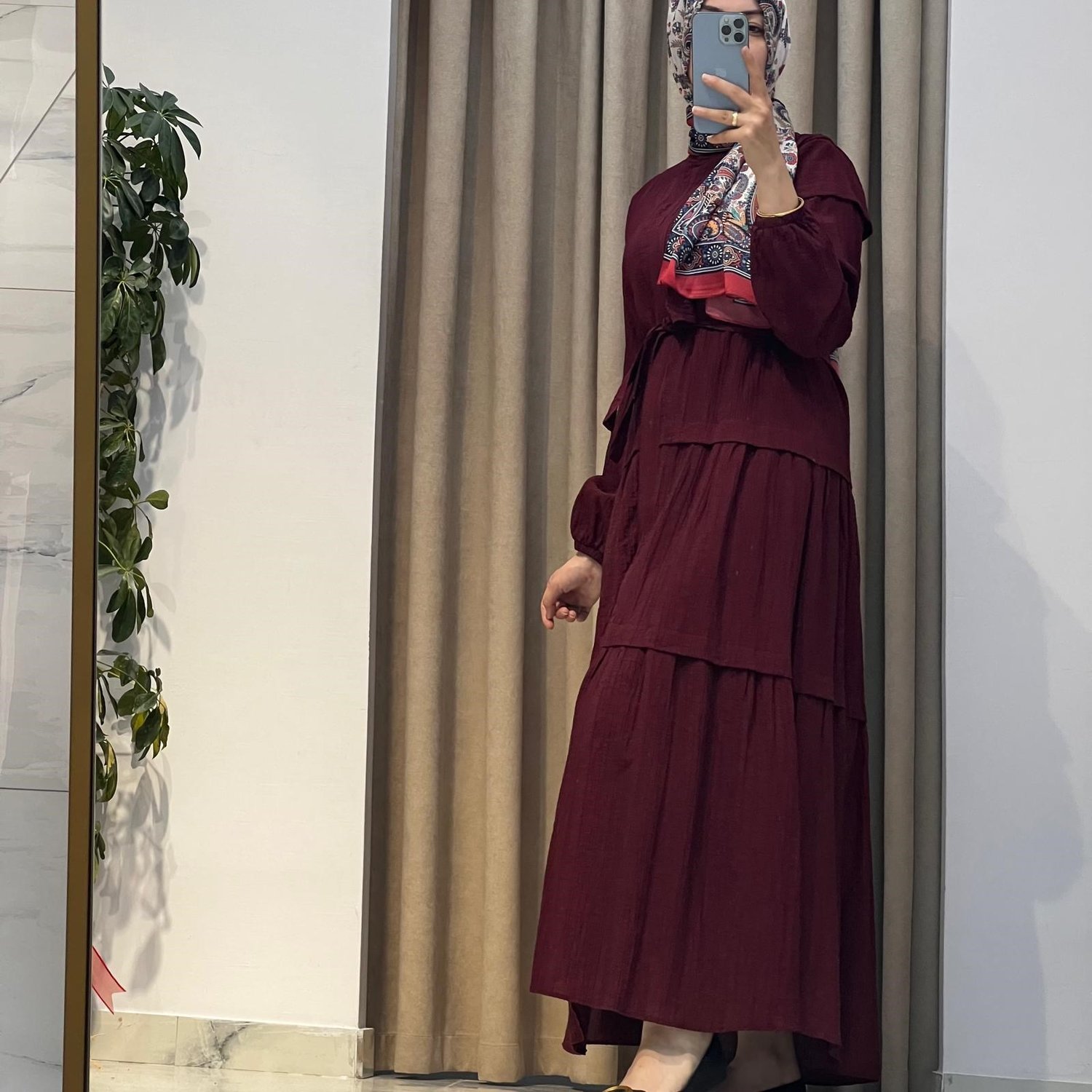 NAQSHE ELBİSE BORDO