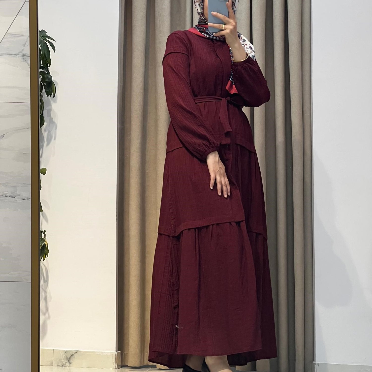 NAQSHE ELBİSE BORDO
