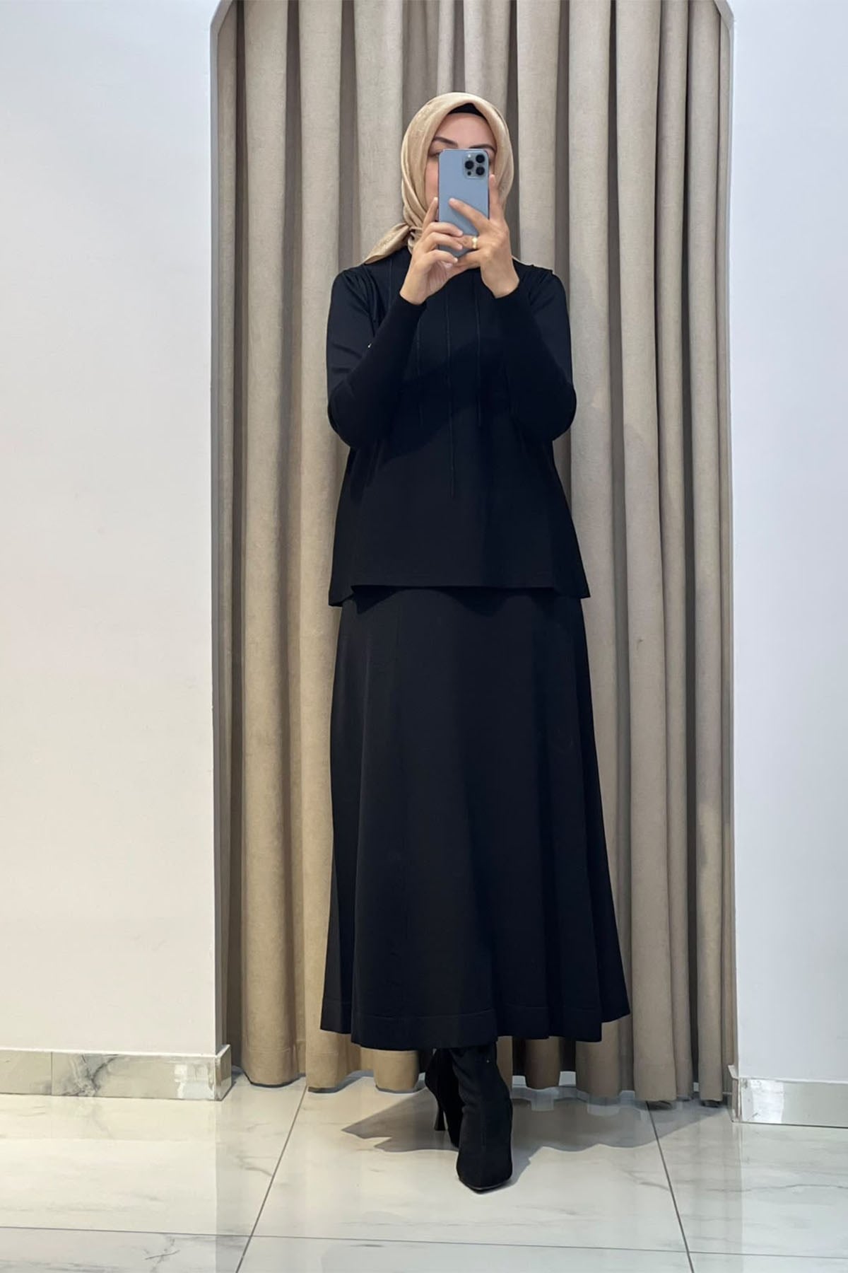 Ö.R Rayon Brit Bluz Siyah