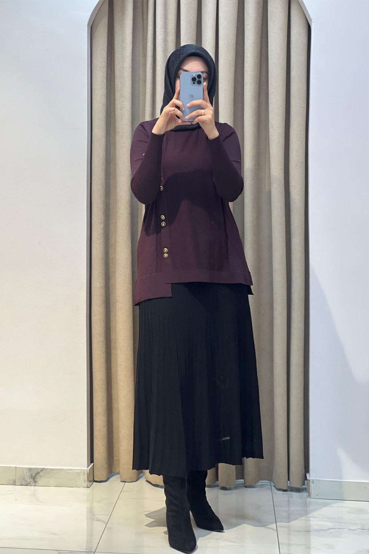 Ö.R Rayon Polen Bluz Karadut