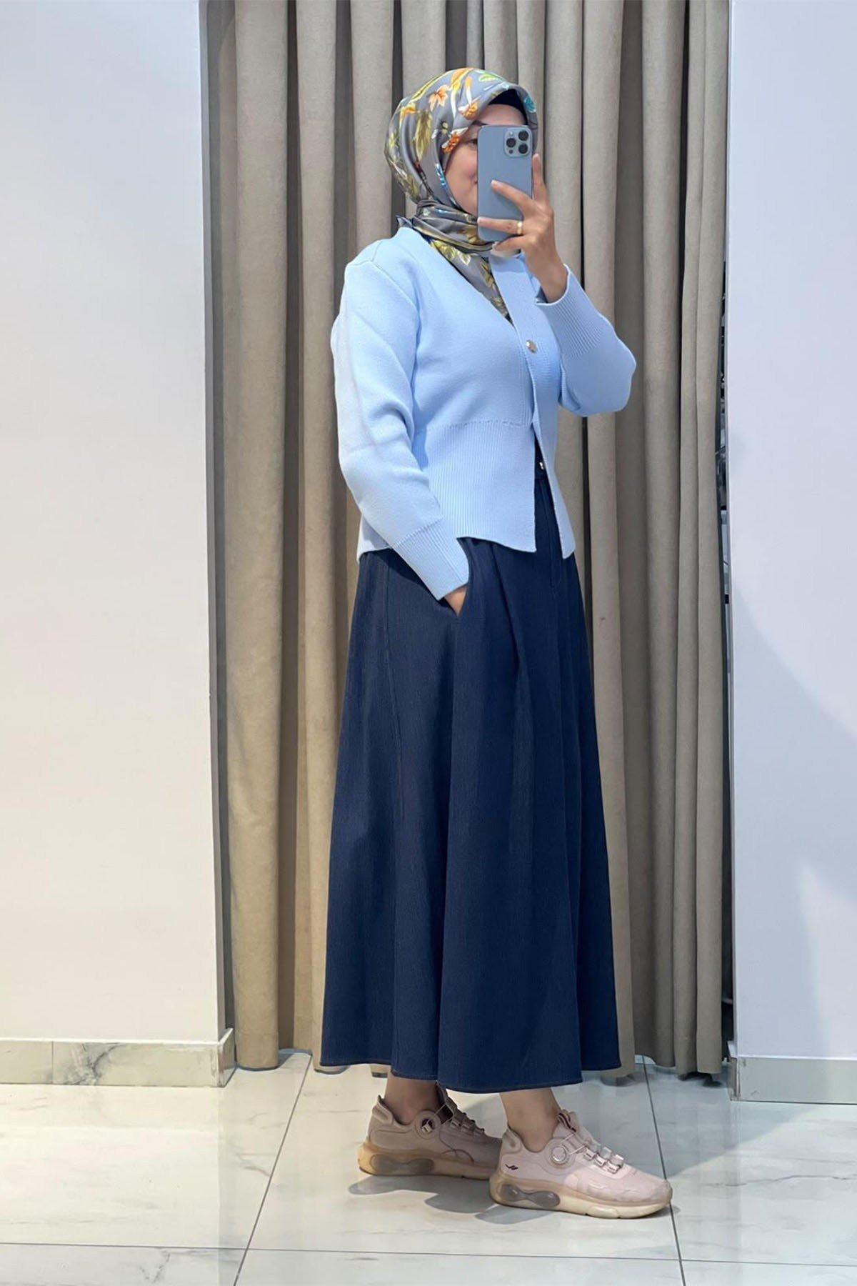 Rayon Denim Etek Lacivert