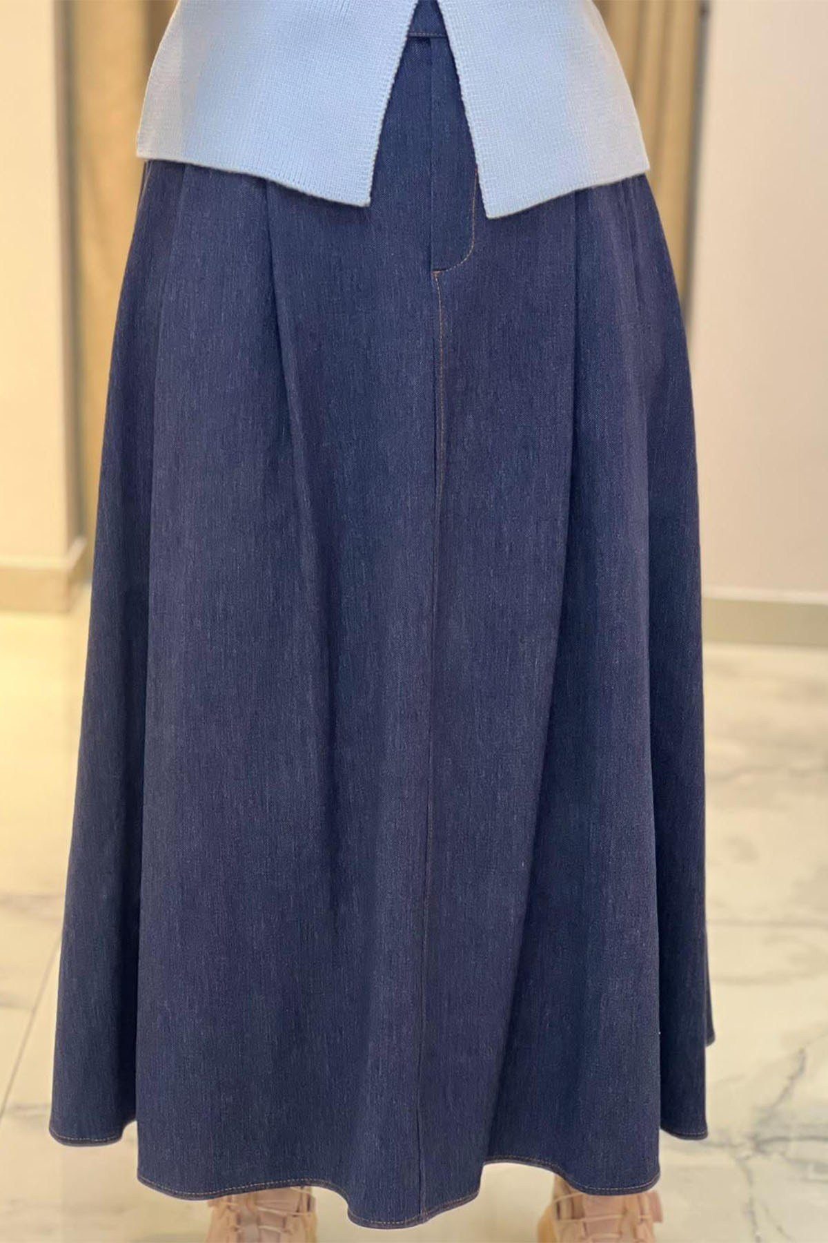 Rayon Denim Etek Lacivert