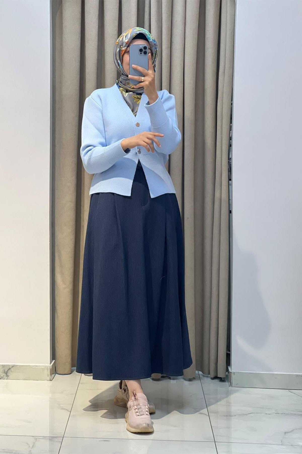 Rayon Denim Etek Lacivert