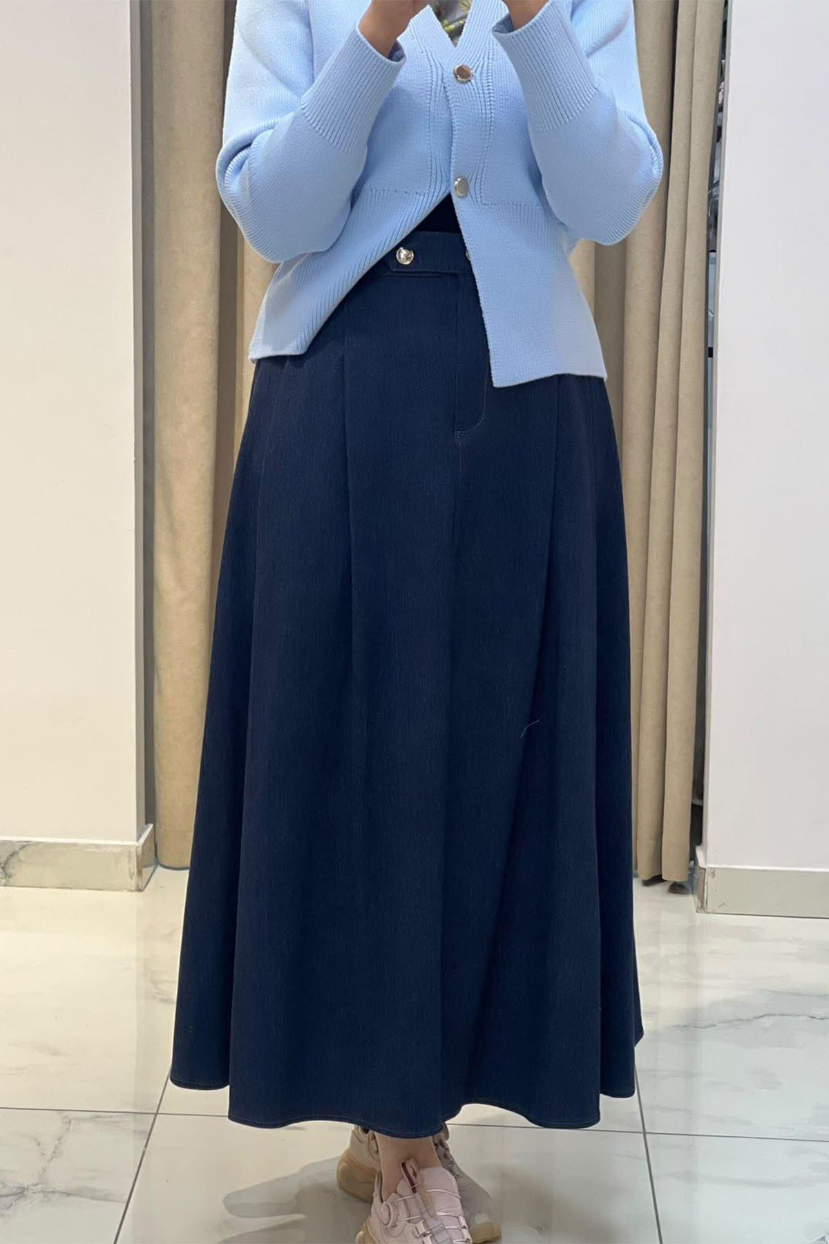 Rayon Denim Etek Lacivert