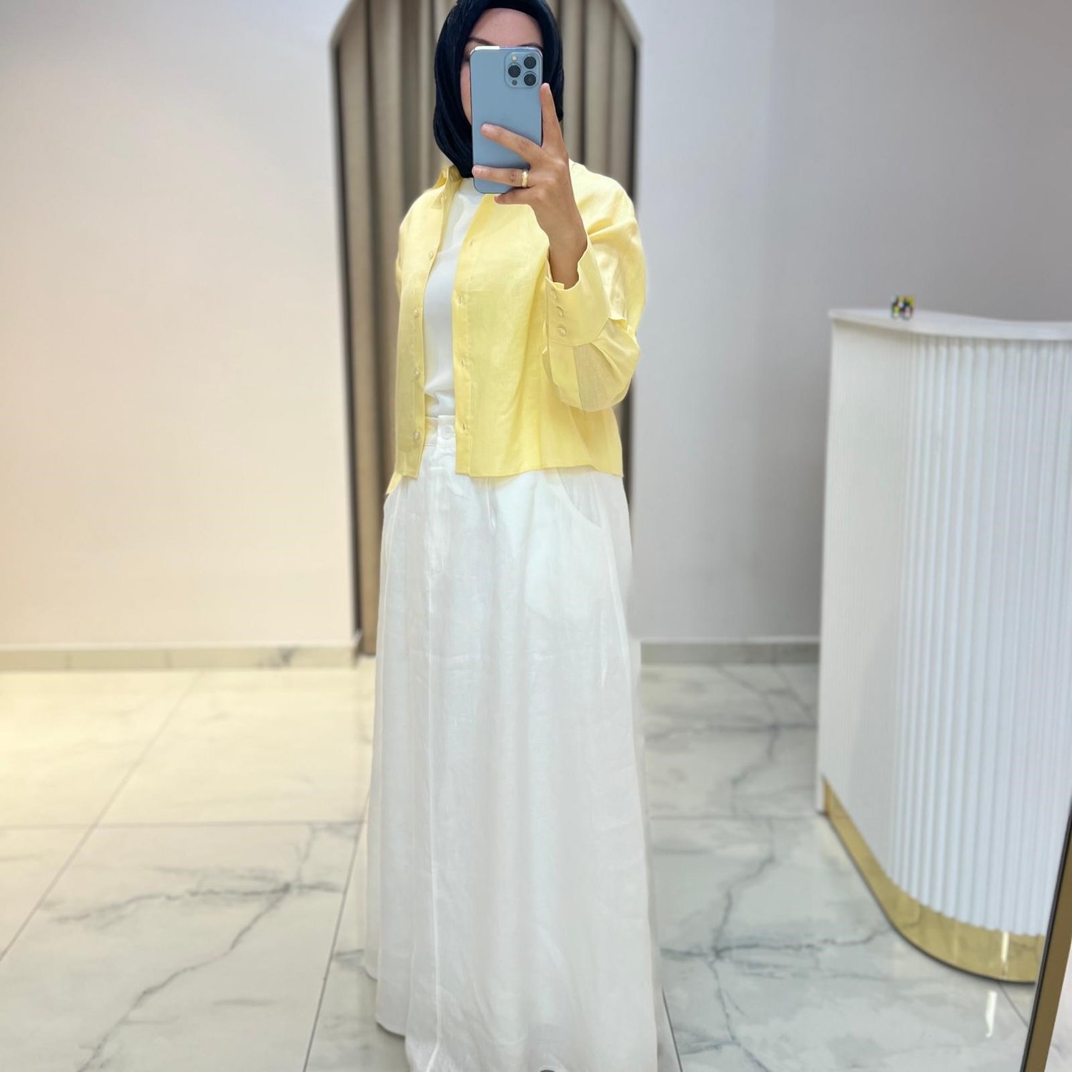 TERZİ DÜKKANI COLOR %100 KETEN KISA GÖMLEK SARI