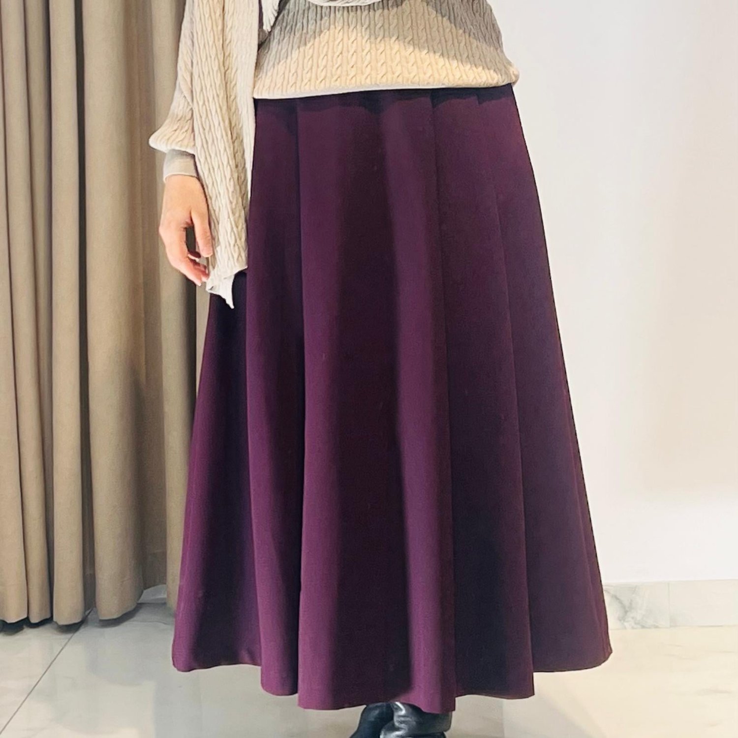 TERZİ DÜKKANI DORE PİLELİ ETEK BORDO