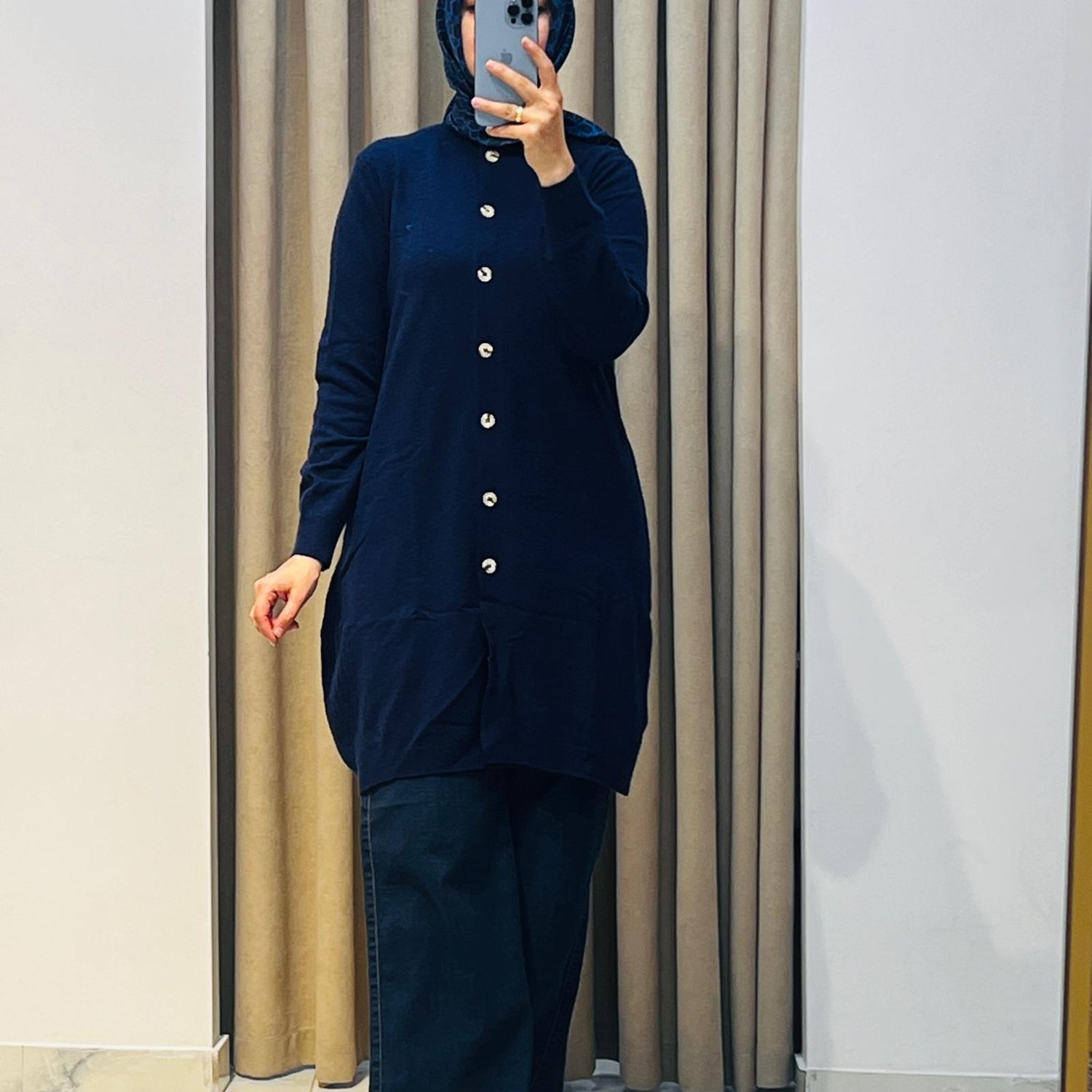 TIĞ TRİKO BASİC CASHMERE UZUN HIRKA LACİVERT