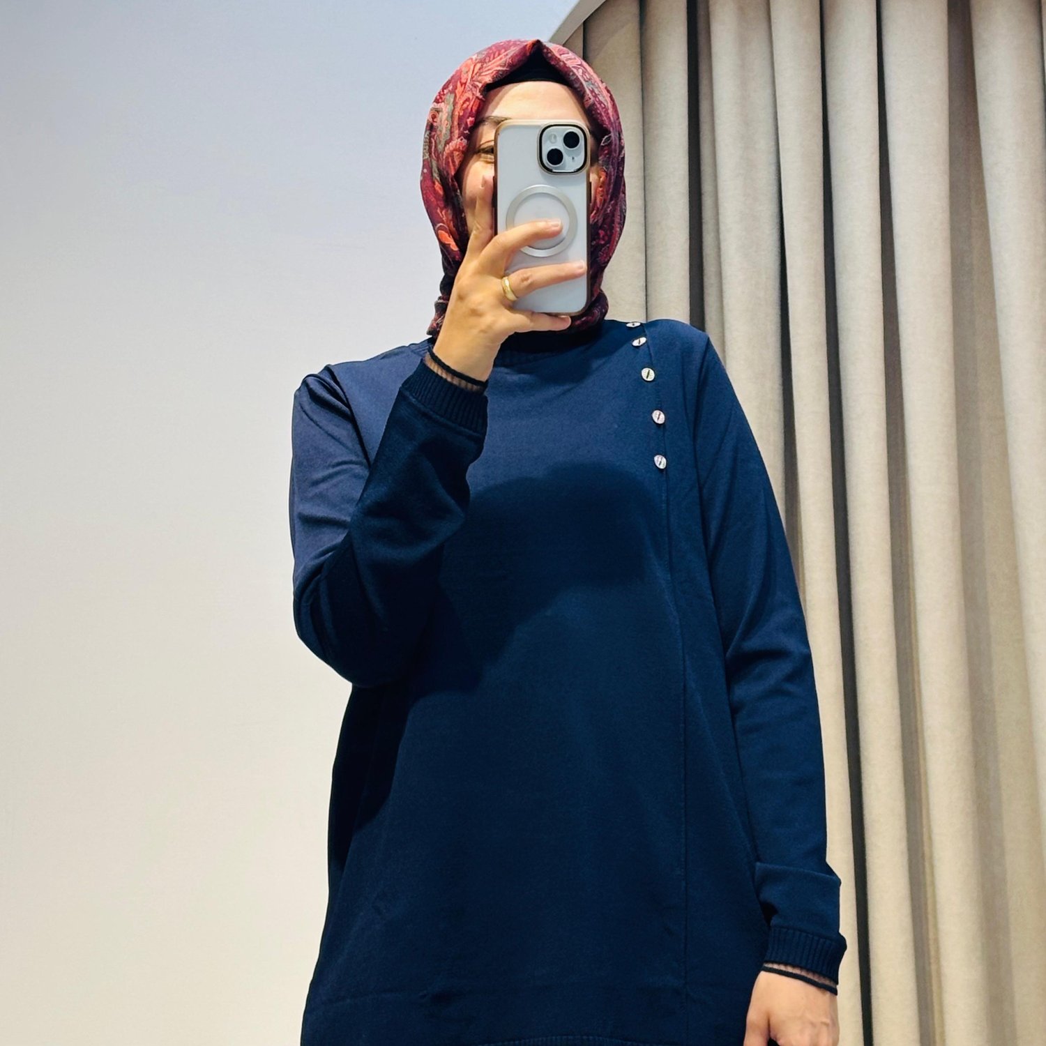 TIĞ TRİKO  FIRFIR DETAYLI RAYON TUNİK LACİVERT