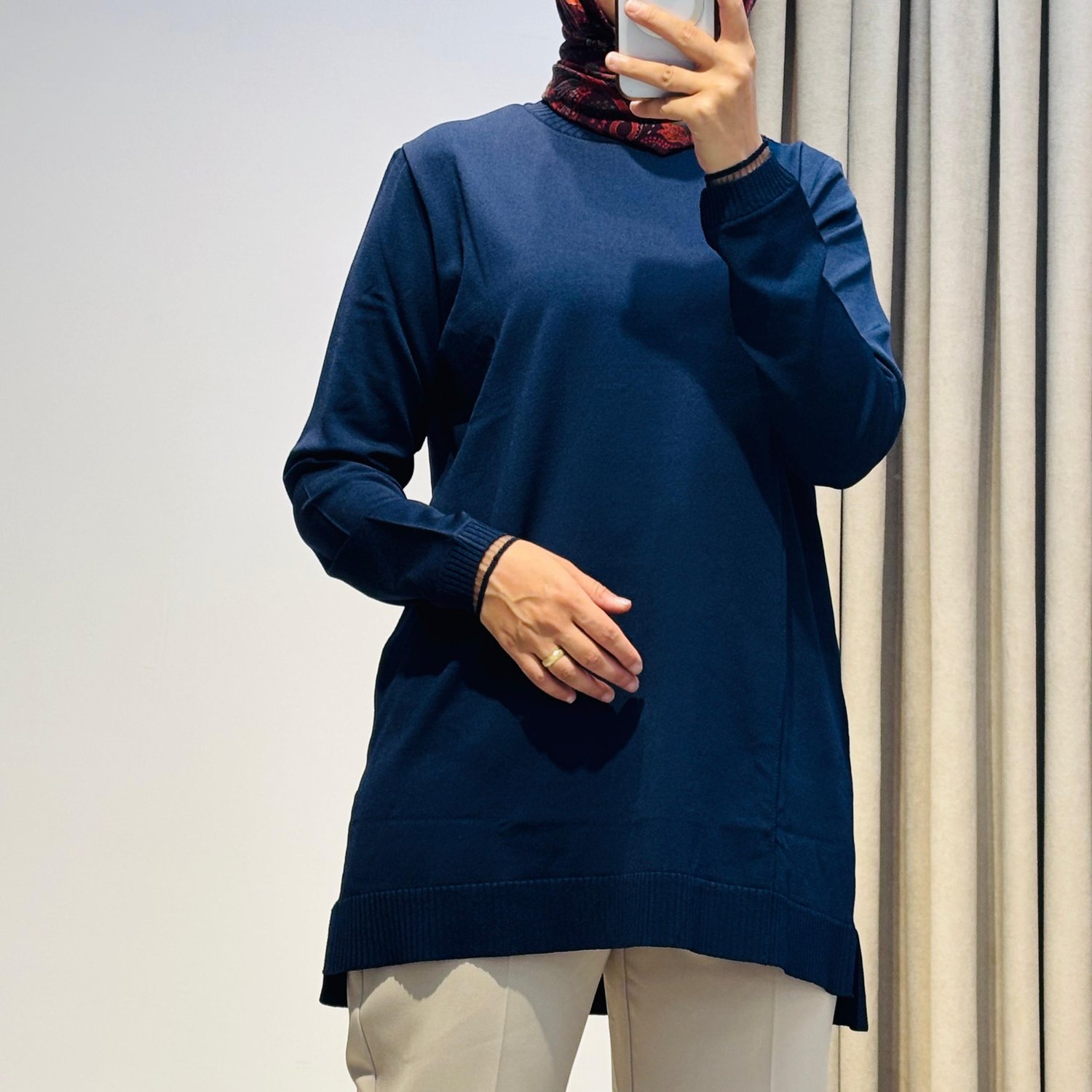 TIĞ TRİKO  FIRFIR DETAYLI RAYON TUNİK LACİVERT