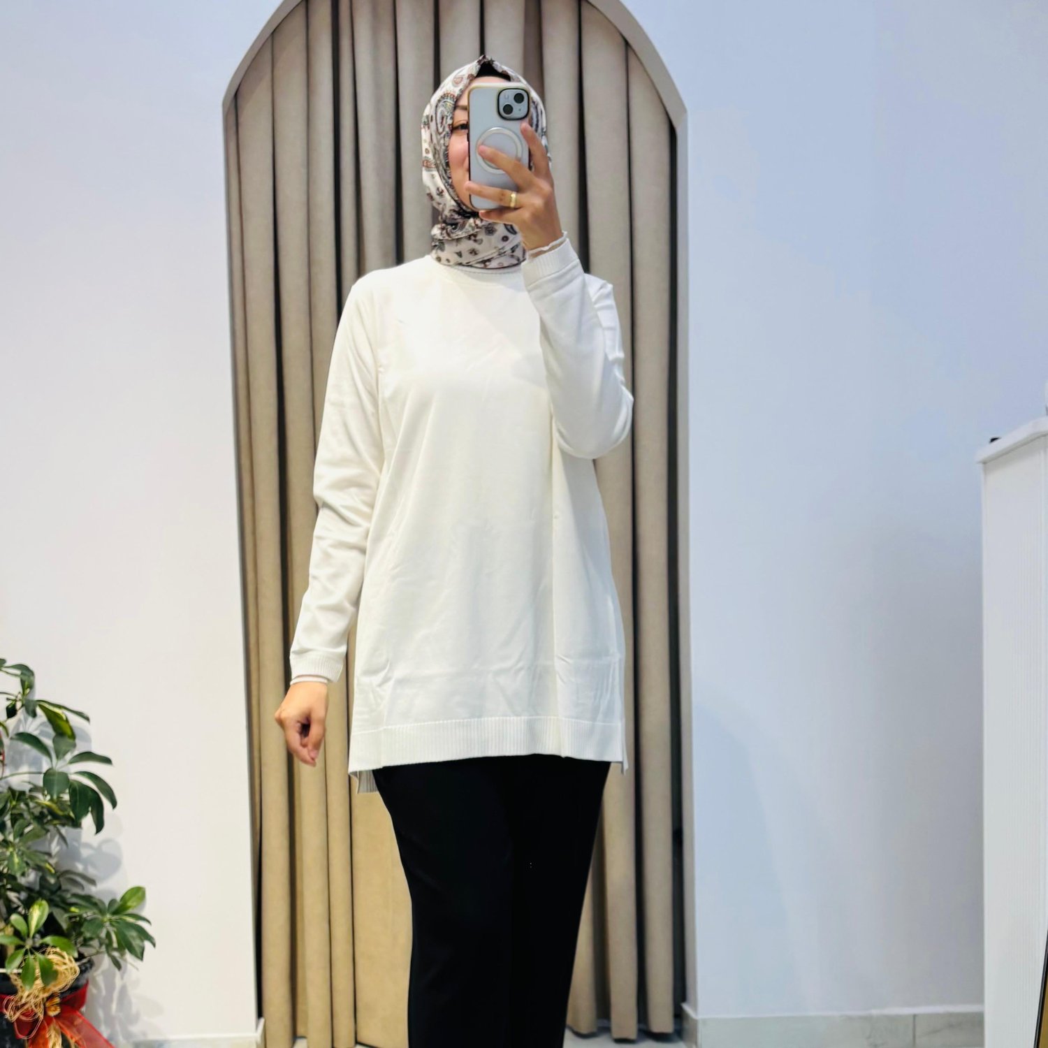 TIĞ TRİKO FIRFIR DETAYLI RAYON TUNİK VANİLYA