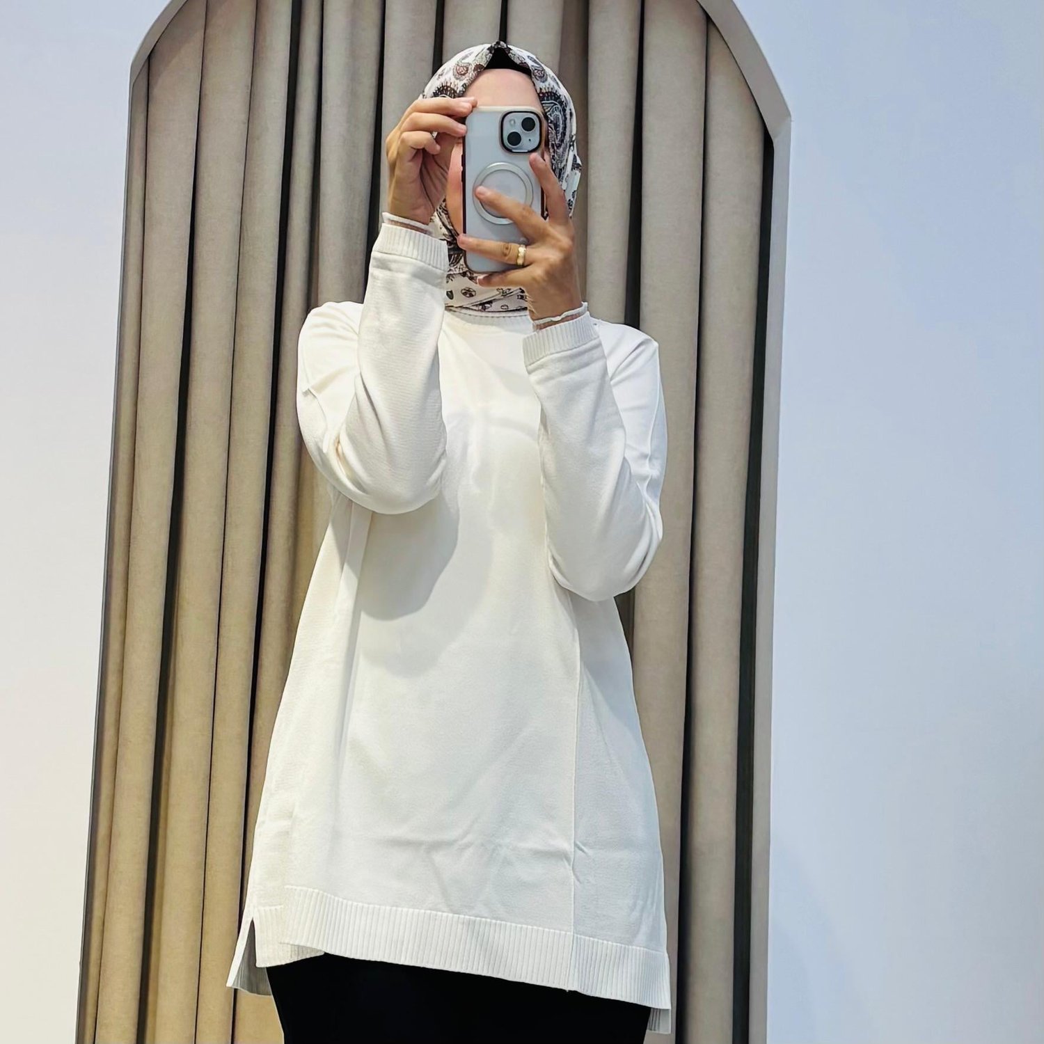 TIĞ TRİKO FIRFIR DETAYLI RAYON TUNİK VANİLYA