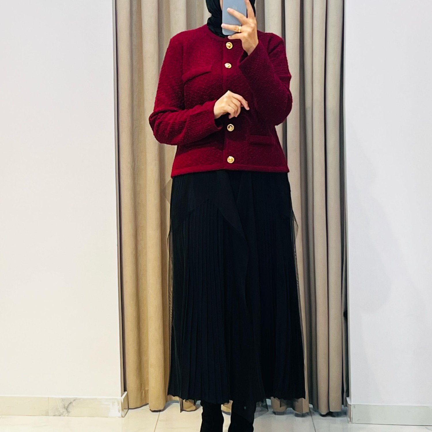 TIĞ TRİKO TÜL DETAYLI RAYON ETEK SİYAH