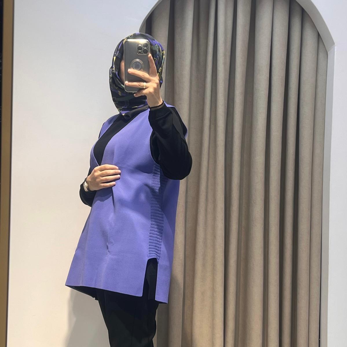 TIĞ TRİKO V YAKA RAYON SÜVETER MOR
