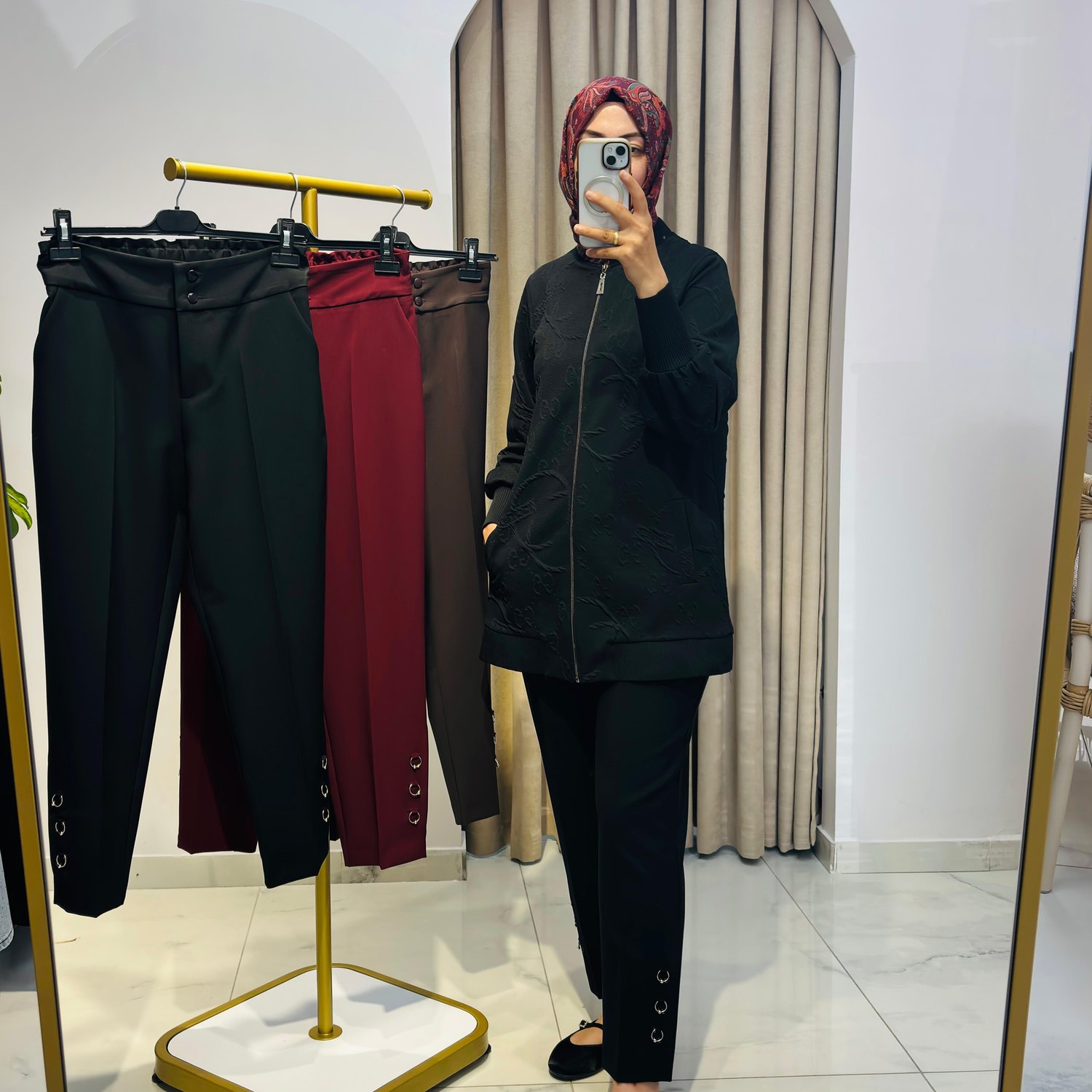 YUSUF ÖZDEMİR PAÇALARI METAL HALKA DETAYLI PANTOLON