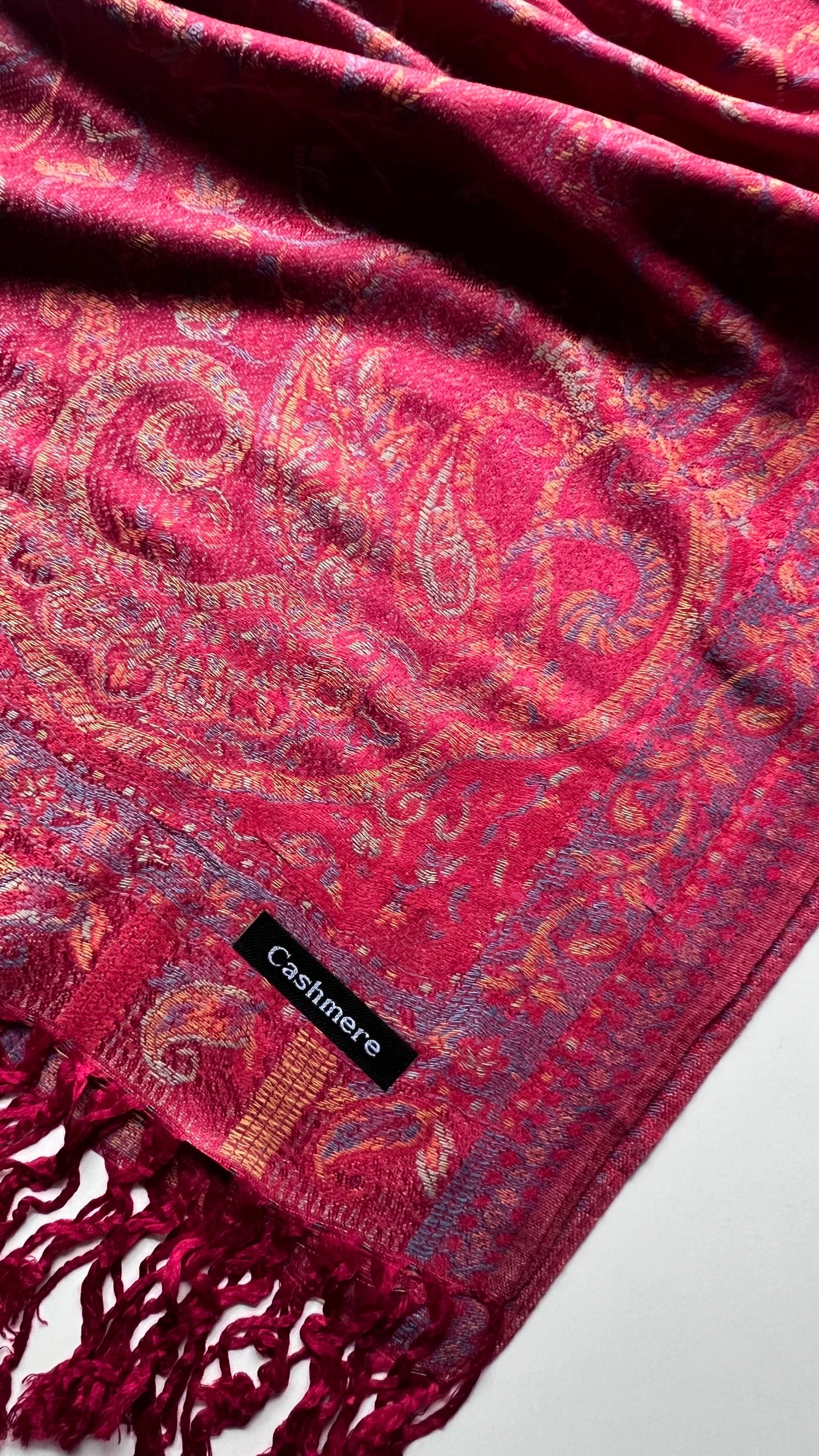 Bordo Etnik Desen Kaşmir Şal 180x70