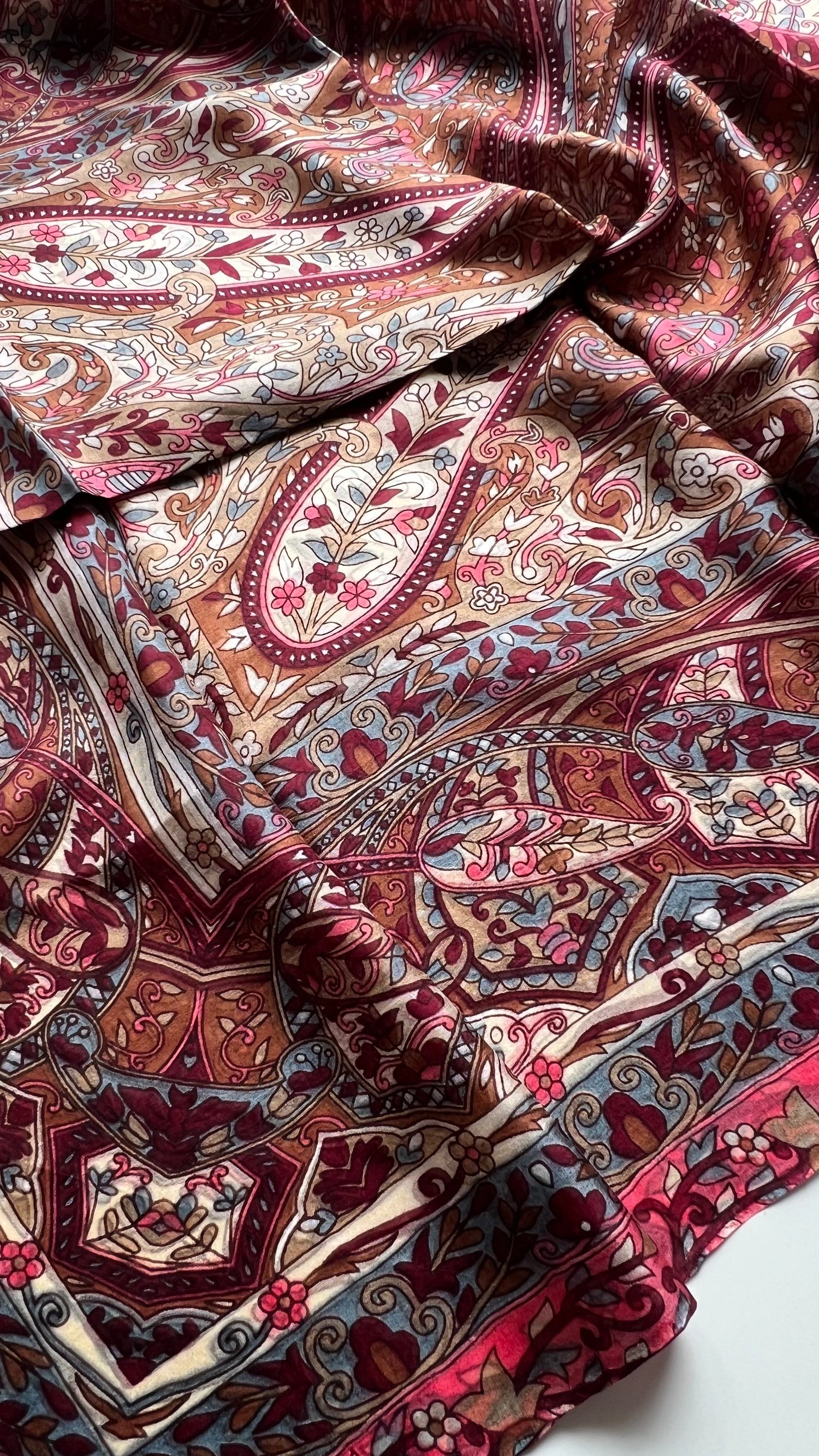 Bordo Hint İpek Şal 180x70
