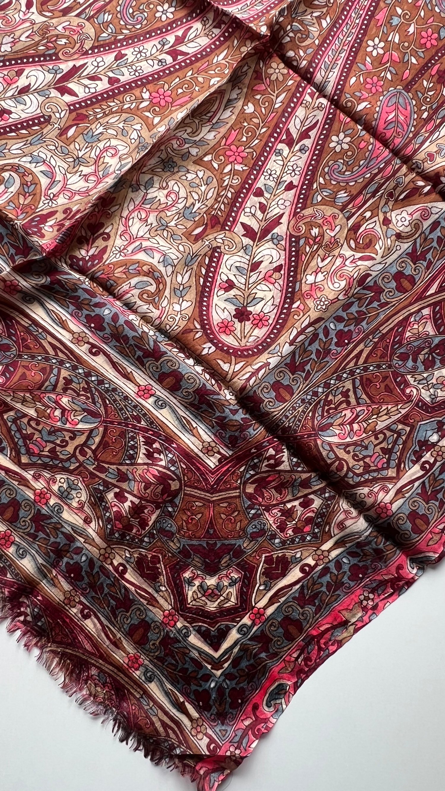 Bordo Hint İpek Şal 180x70