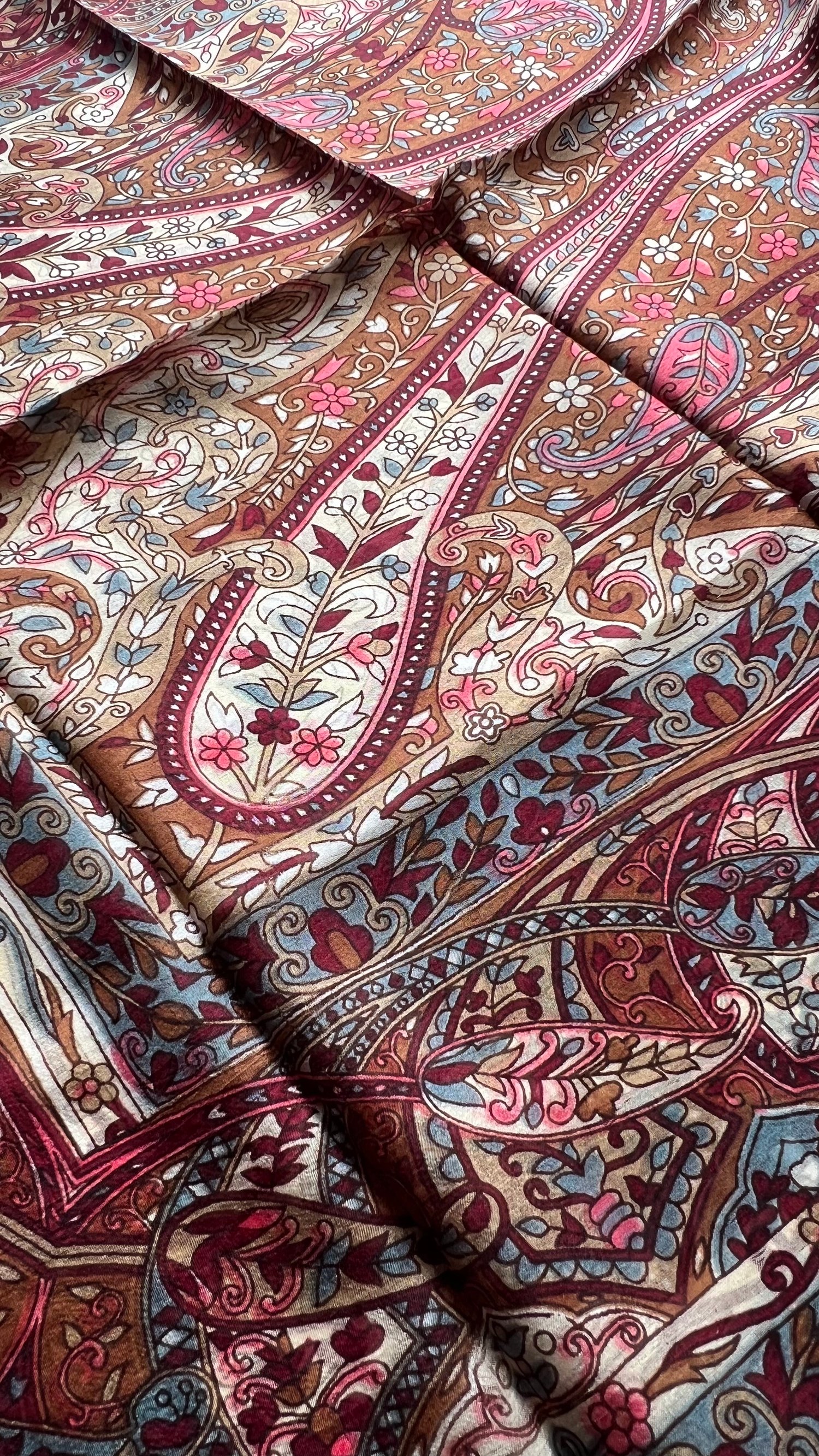 Bordo Hint İpek Şal 180x70