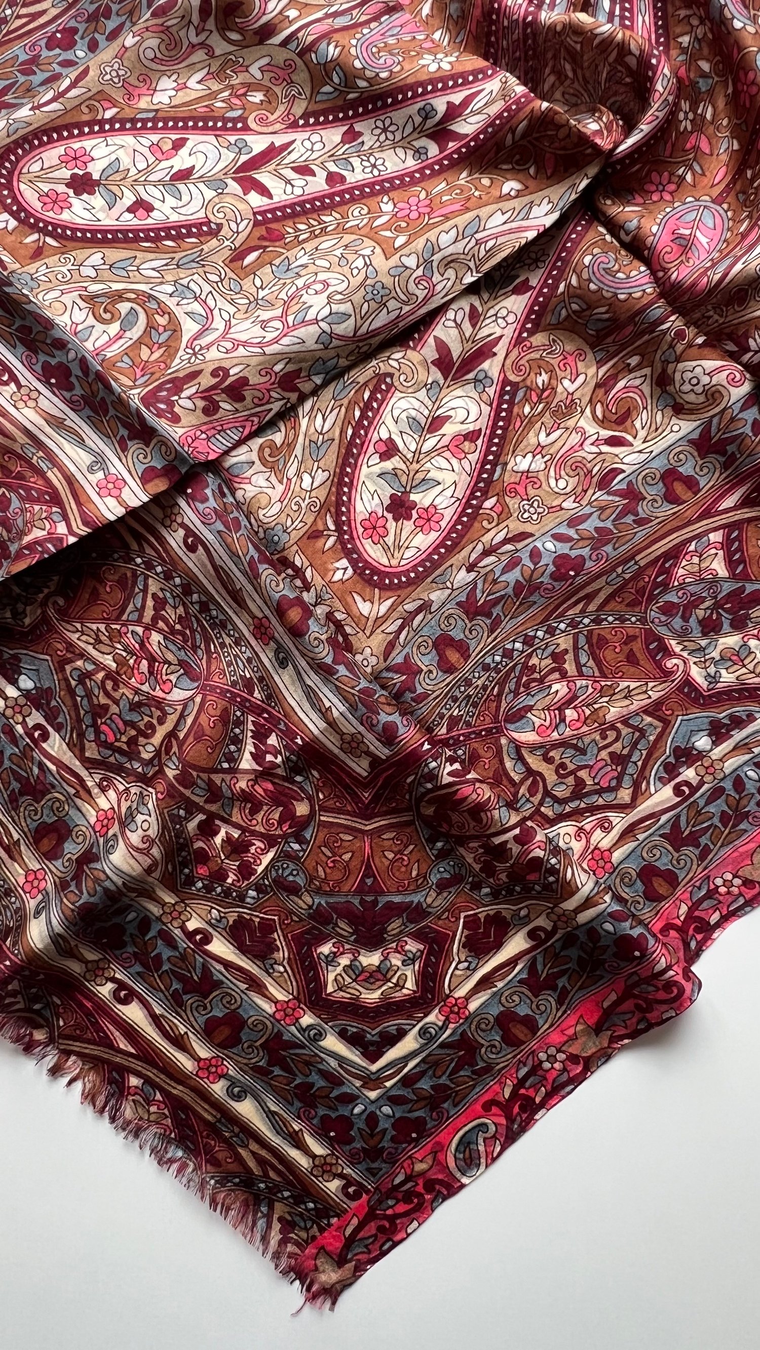 Bordo Hint İpek Şal 180x70