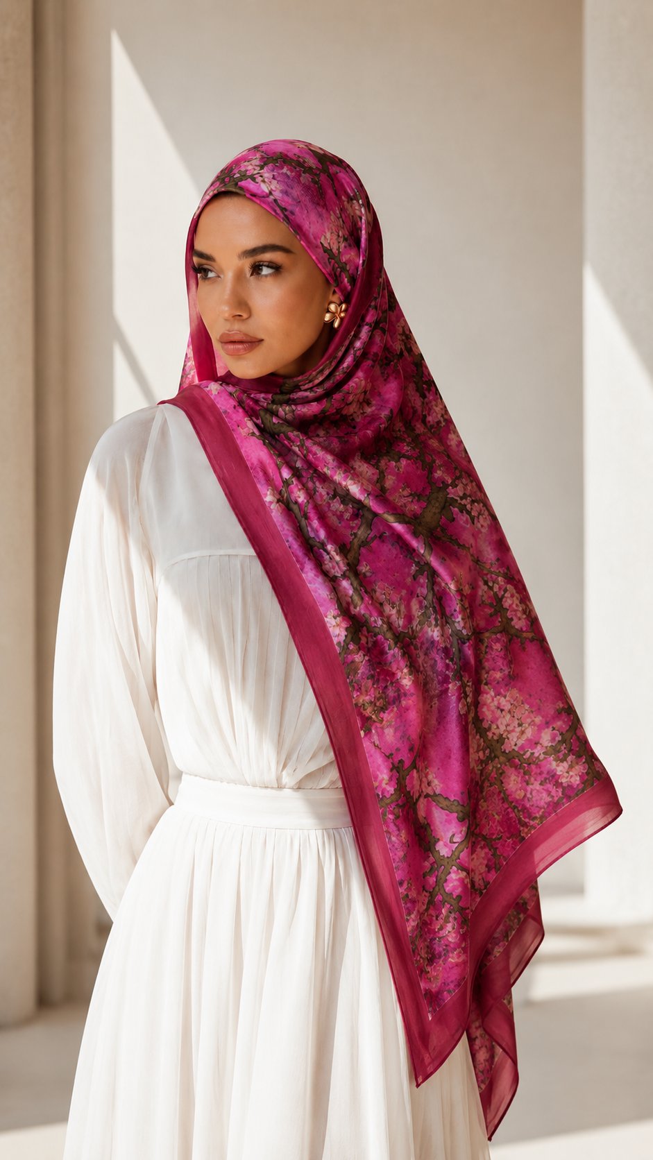 Bordo Hint İpek Şal 180x70