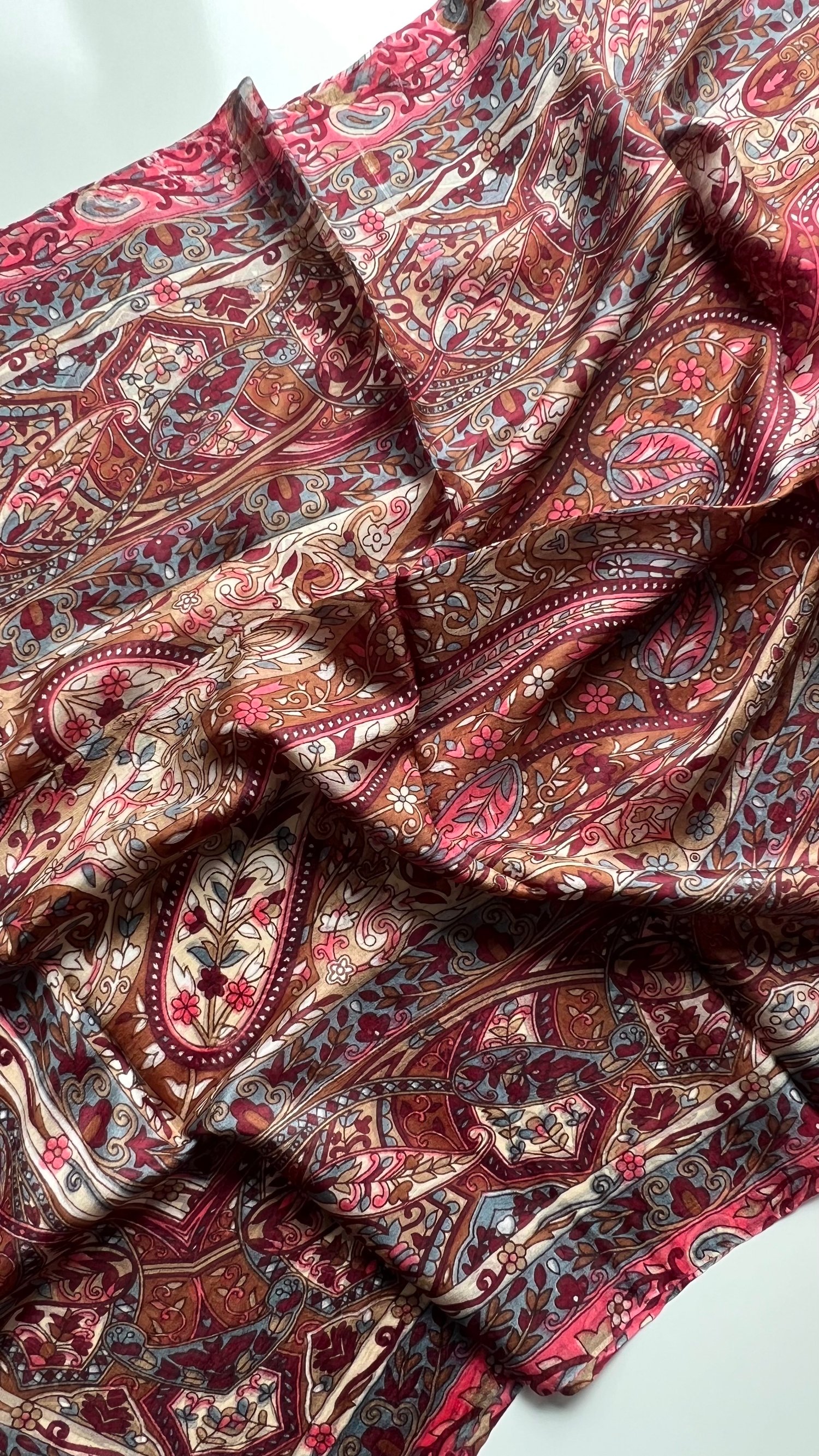 Bordo Hint İpek Şal 180x70