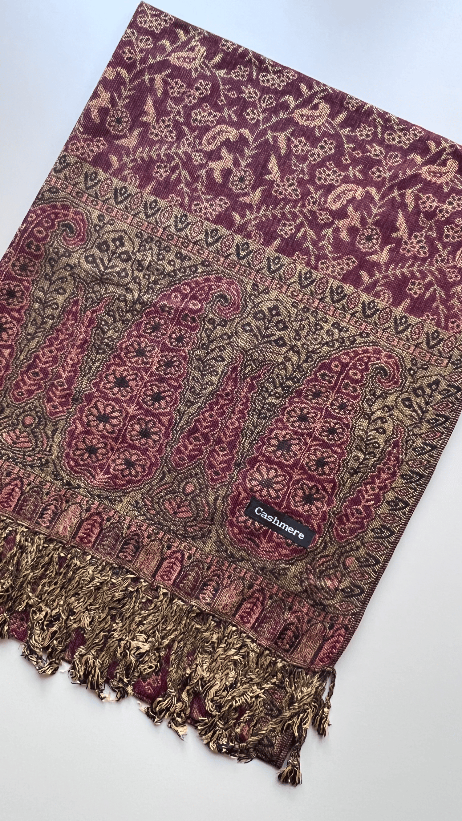 Bordo Kaşmir Şal 180x70