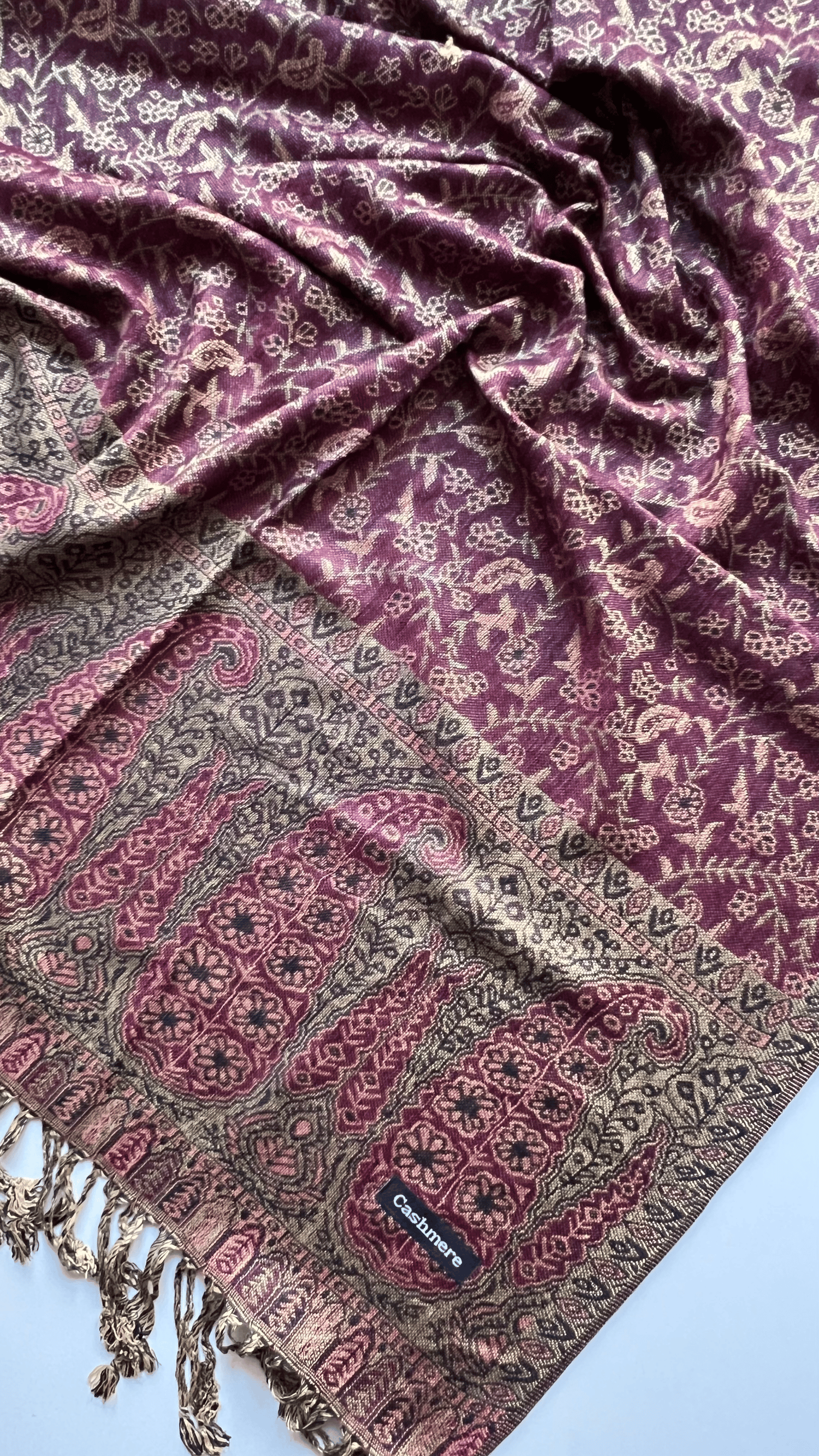 Bordo Kaşmir Şal 180x70