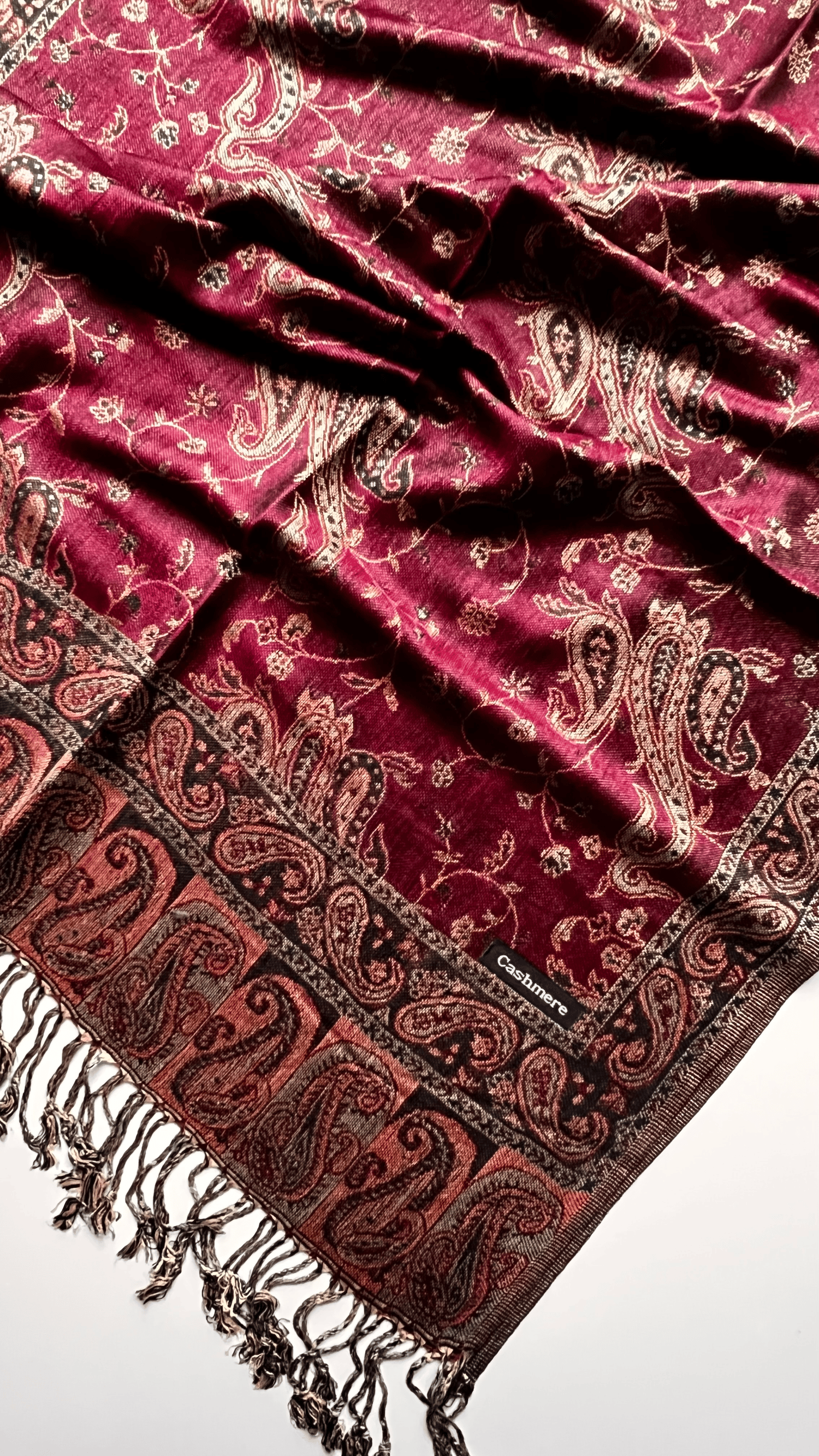 Bordo Kaşmir Şal 180x70