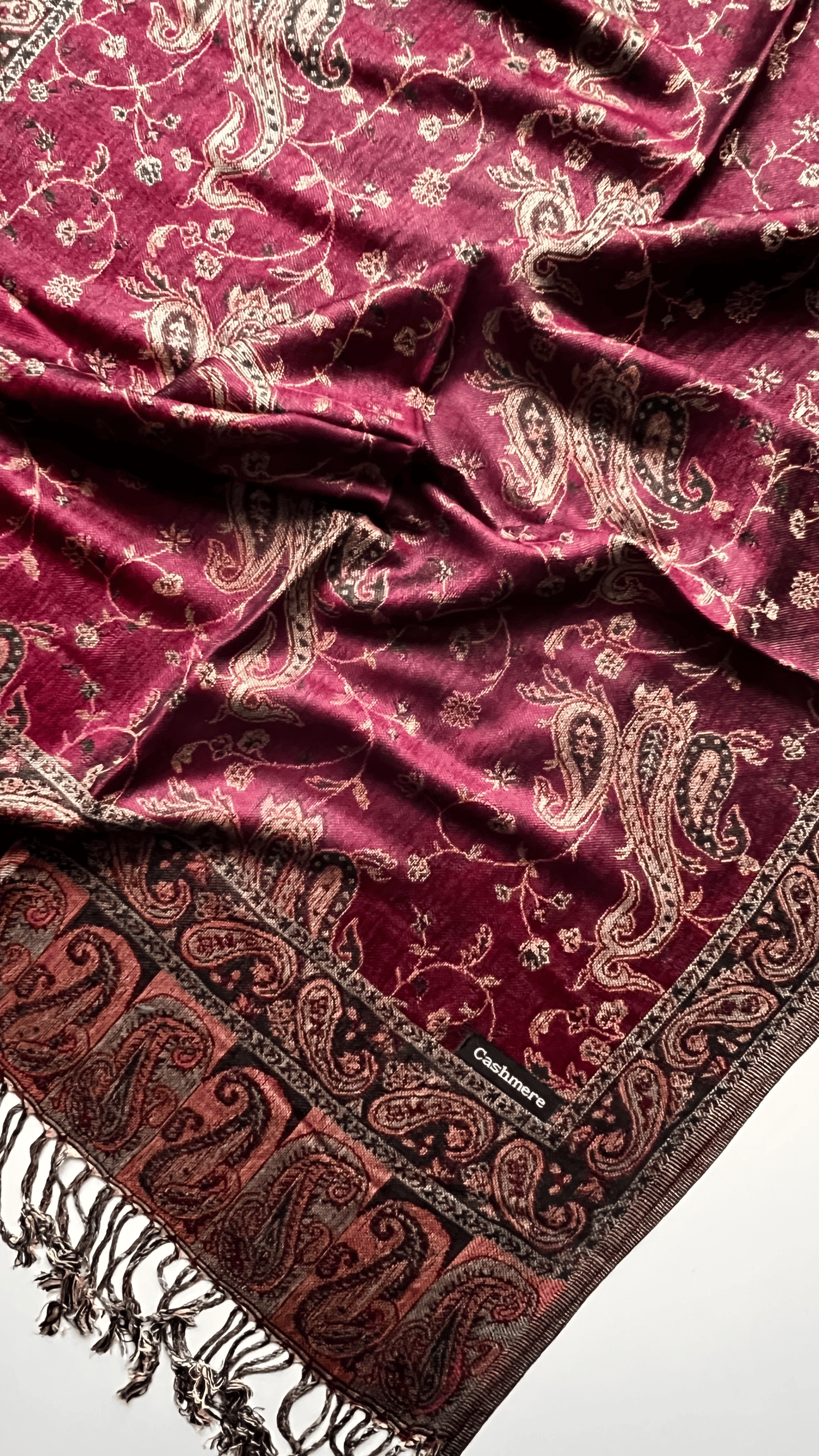 Bordo Kaşmir Şal 180x70