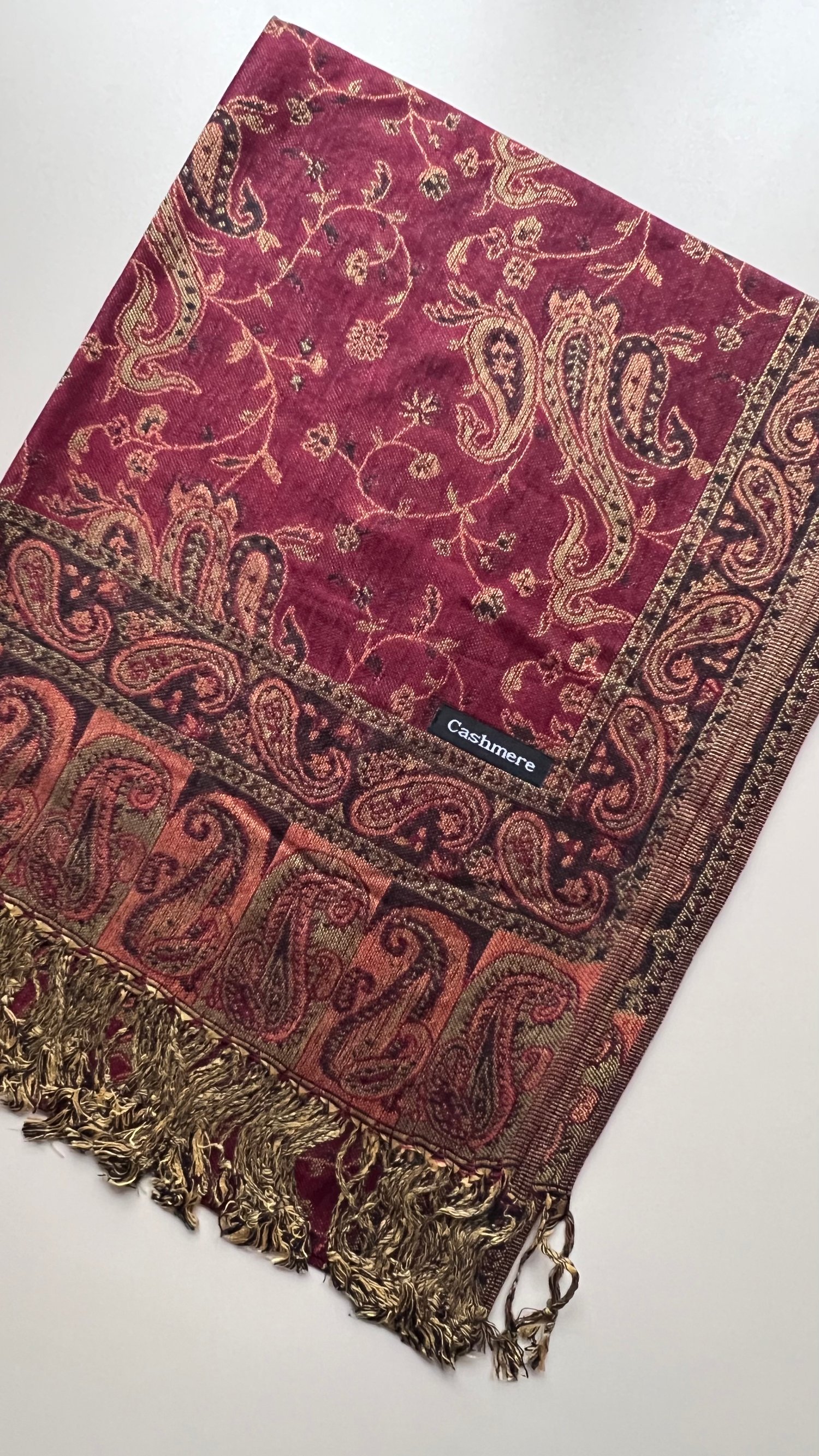 Bordo Kaşmir Şal 180x70