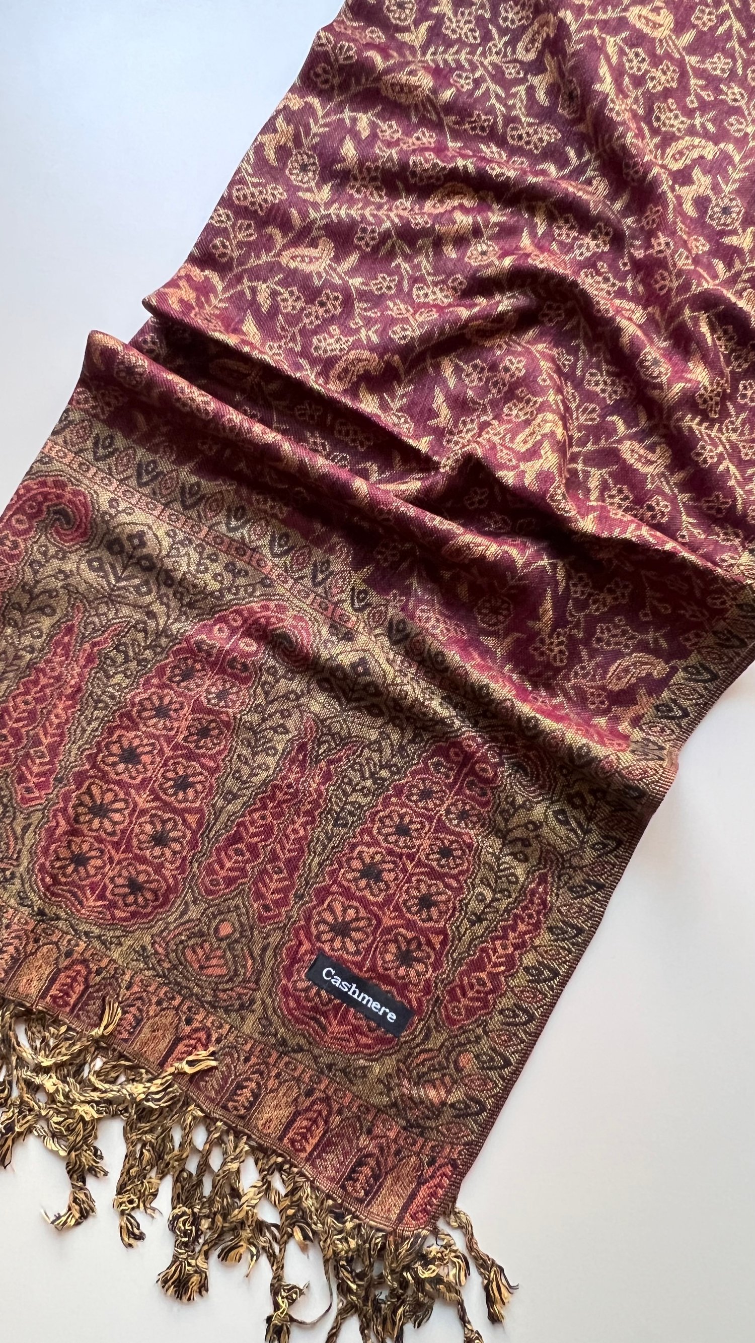 Bordo Kaşmir Şal 180x70