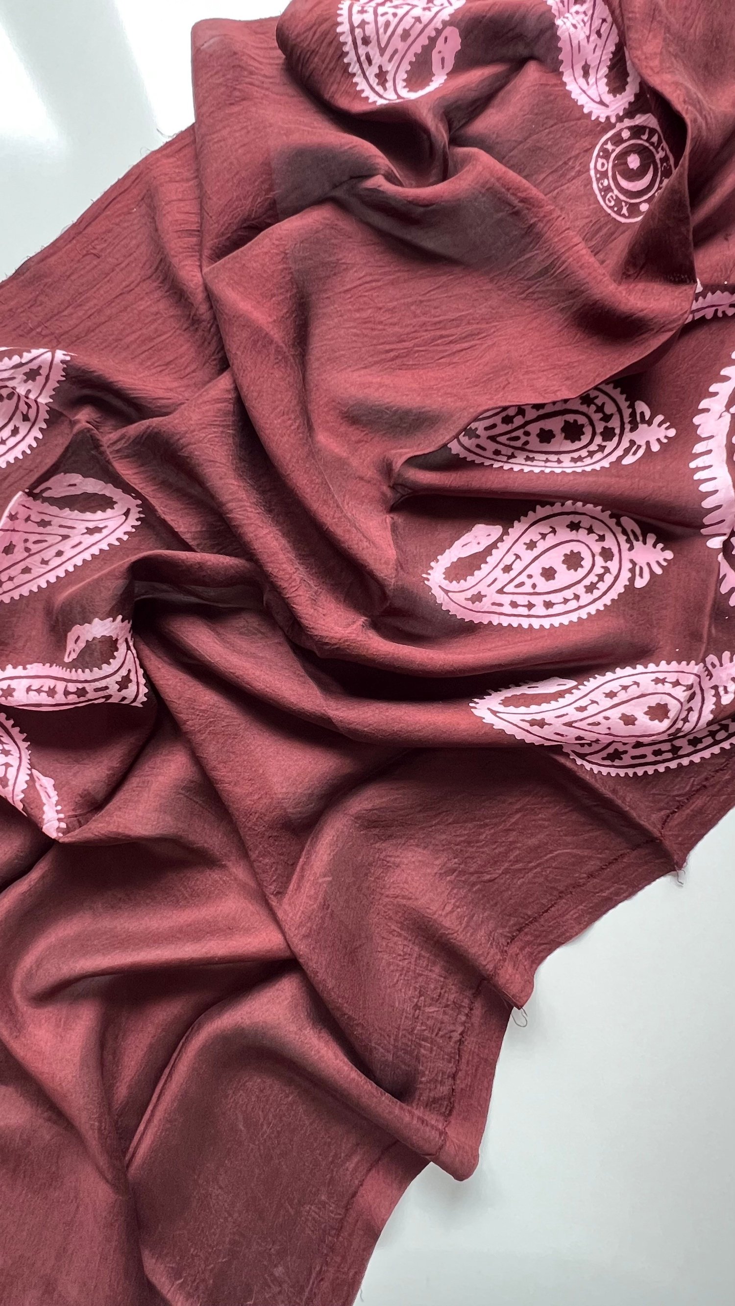 Burgundy Saf Koza İpek Kelagayi Şal 190x70