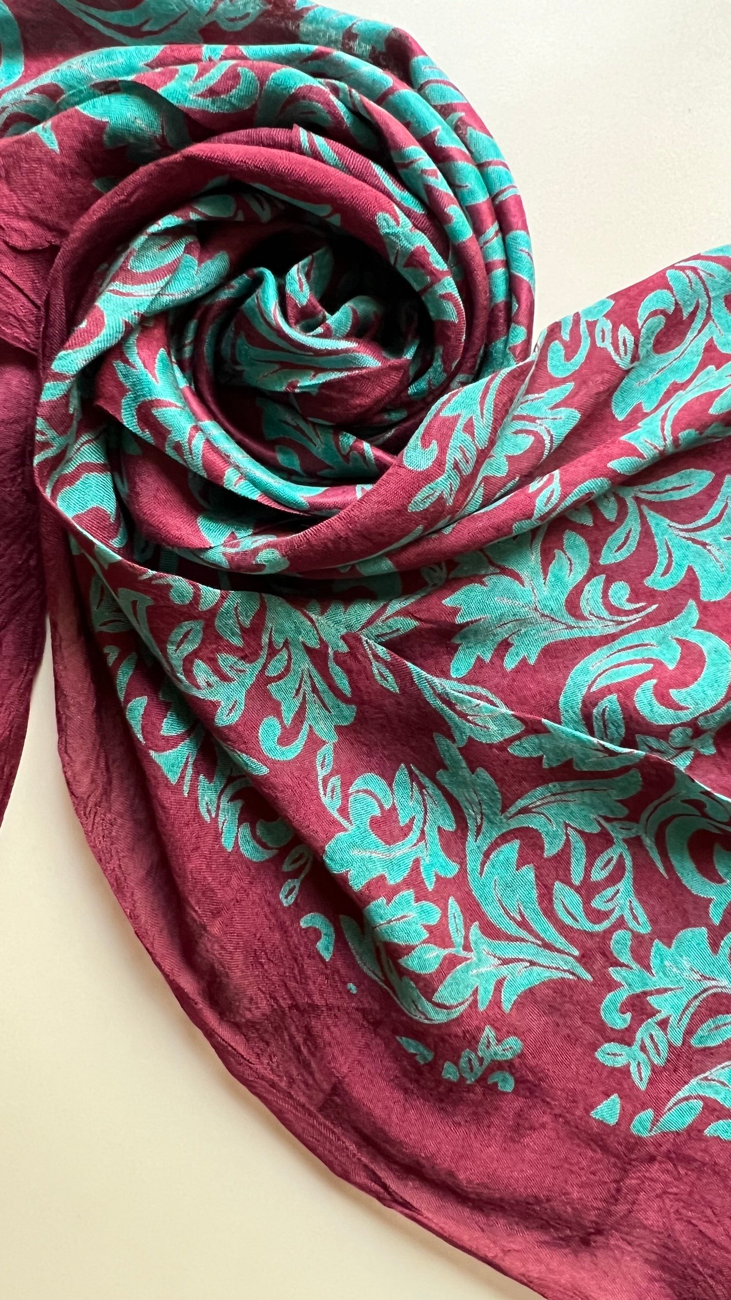 Burgundy Yaprak Desen Kelagayi Şal 190x90
