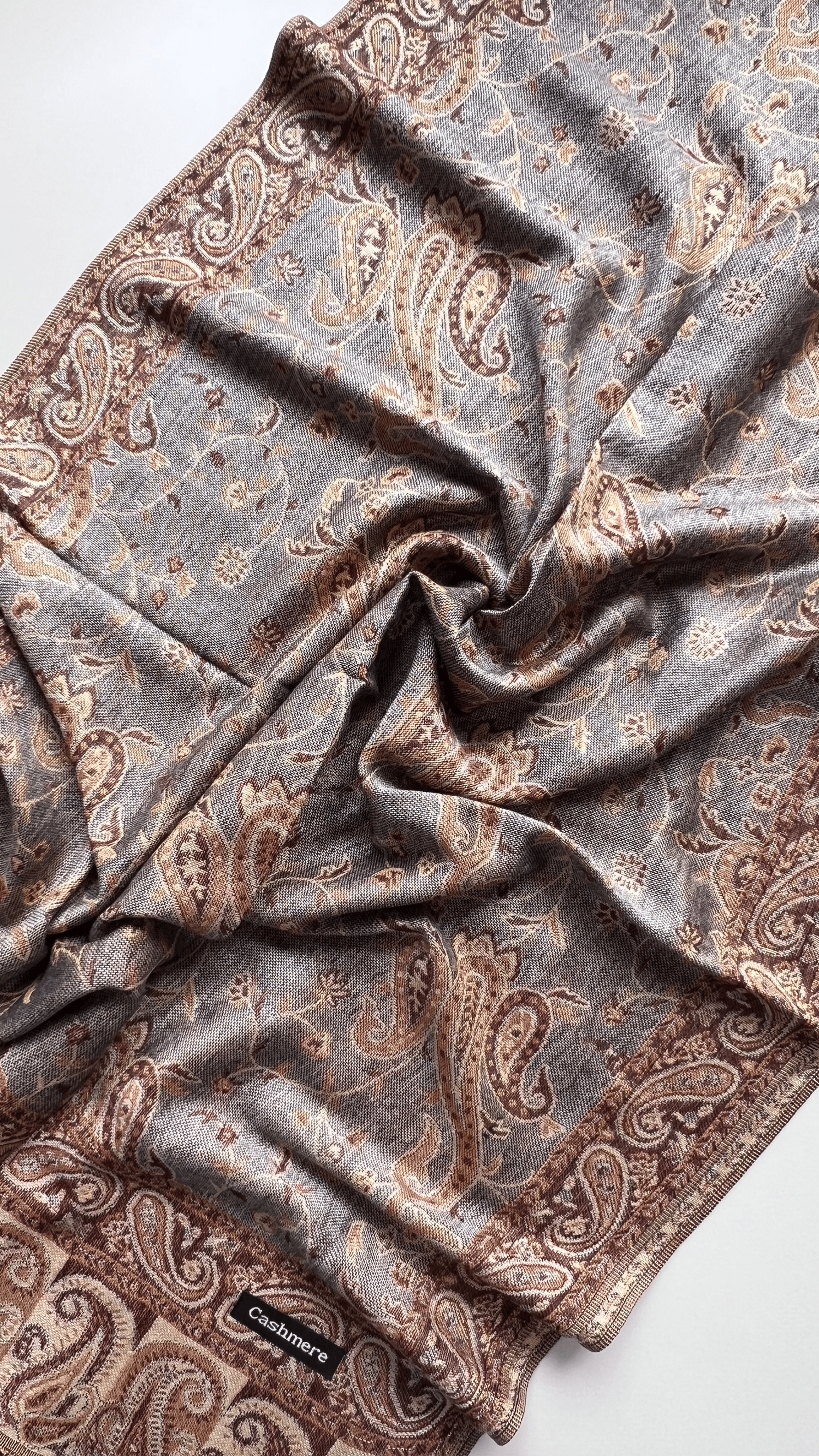 Gri Kahve Kaşmir Şal 180x70