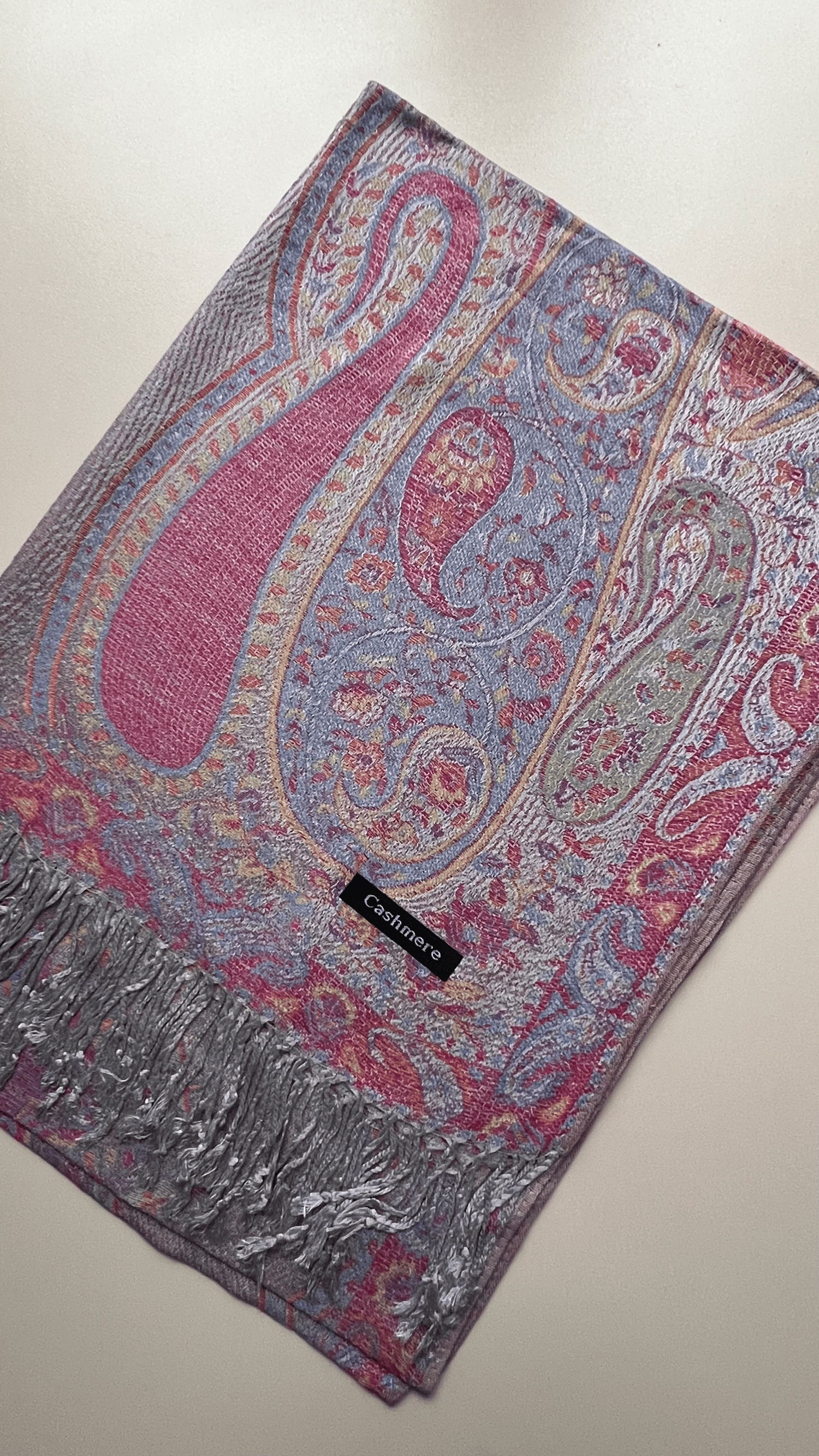 Gri Pembe Kaşmir Şal 180x70