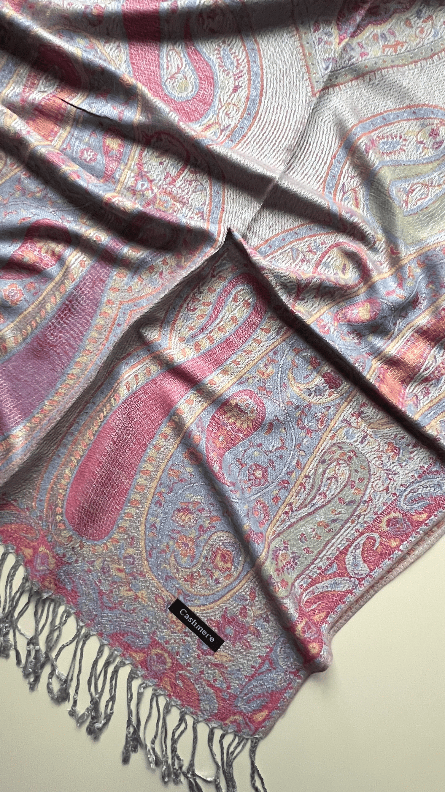 Gri Pembe Kaşmir Şal 180x70