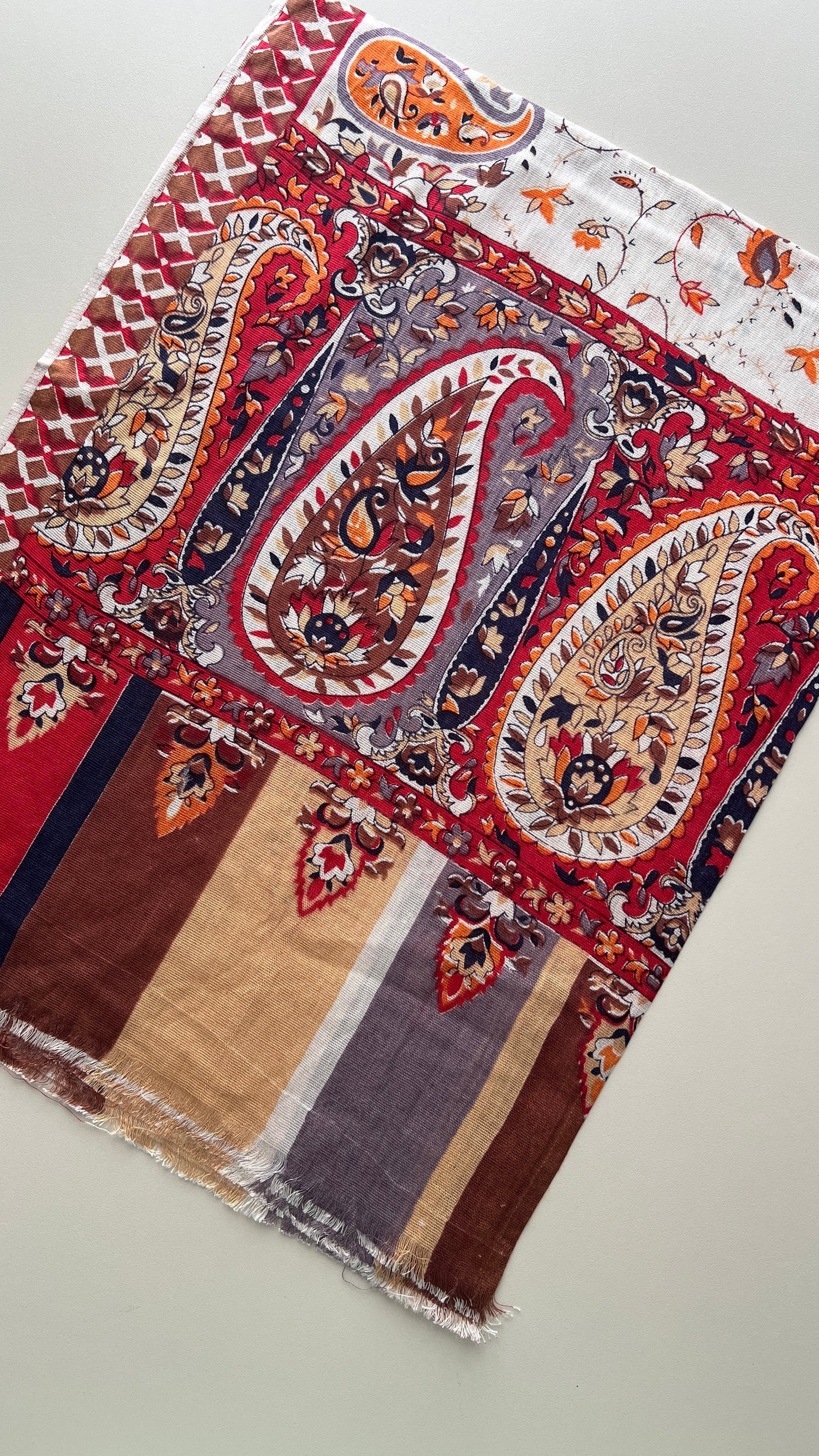 Hardal Etnik Desen Pamuk Şal 180x70