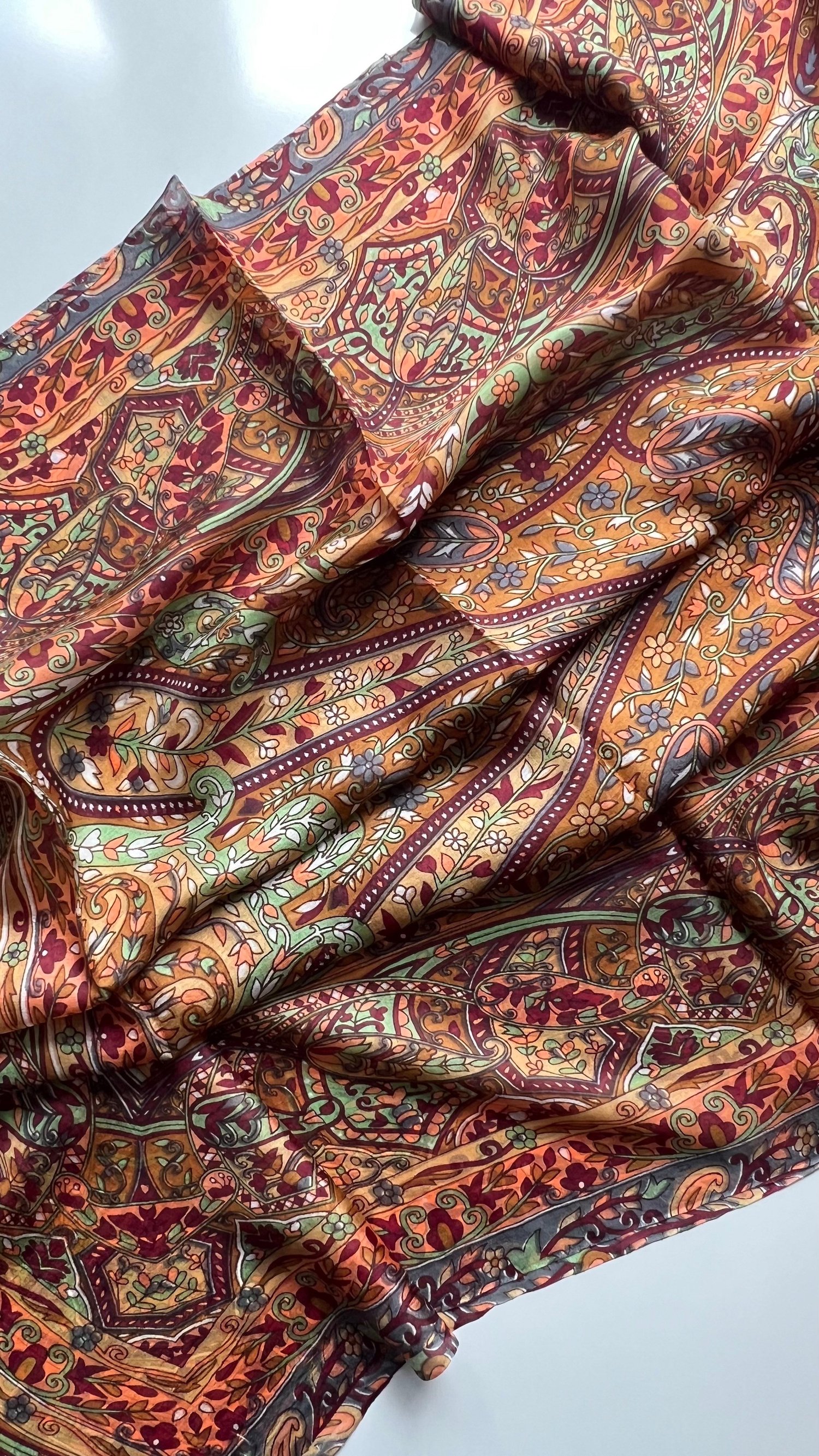 Kahve Bordo Hint İpek Şal 180x70