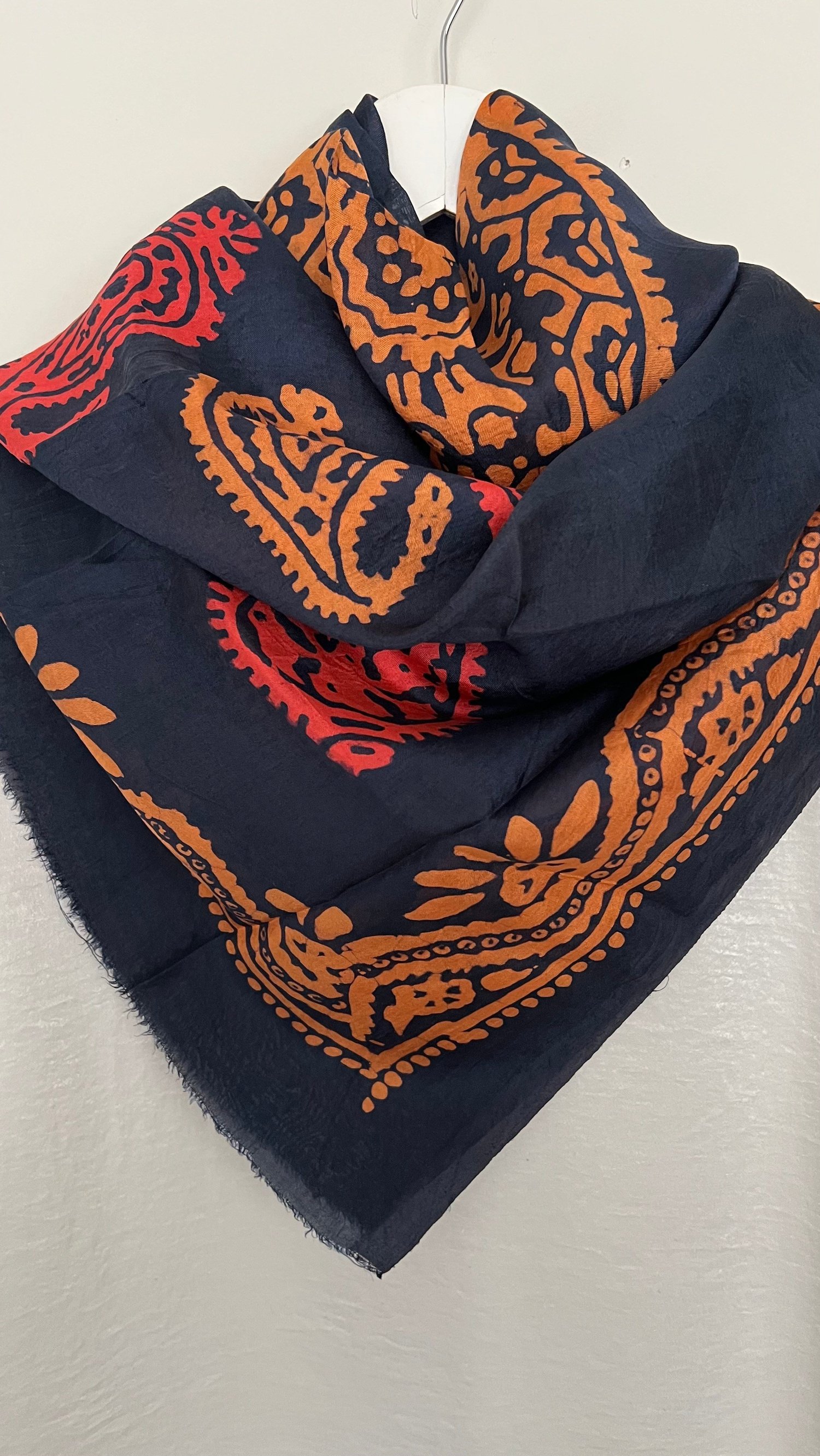 Lacivert Saf Koza İpek Kelagayi Eşarp 120x120