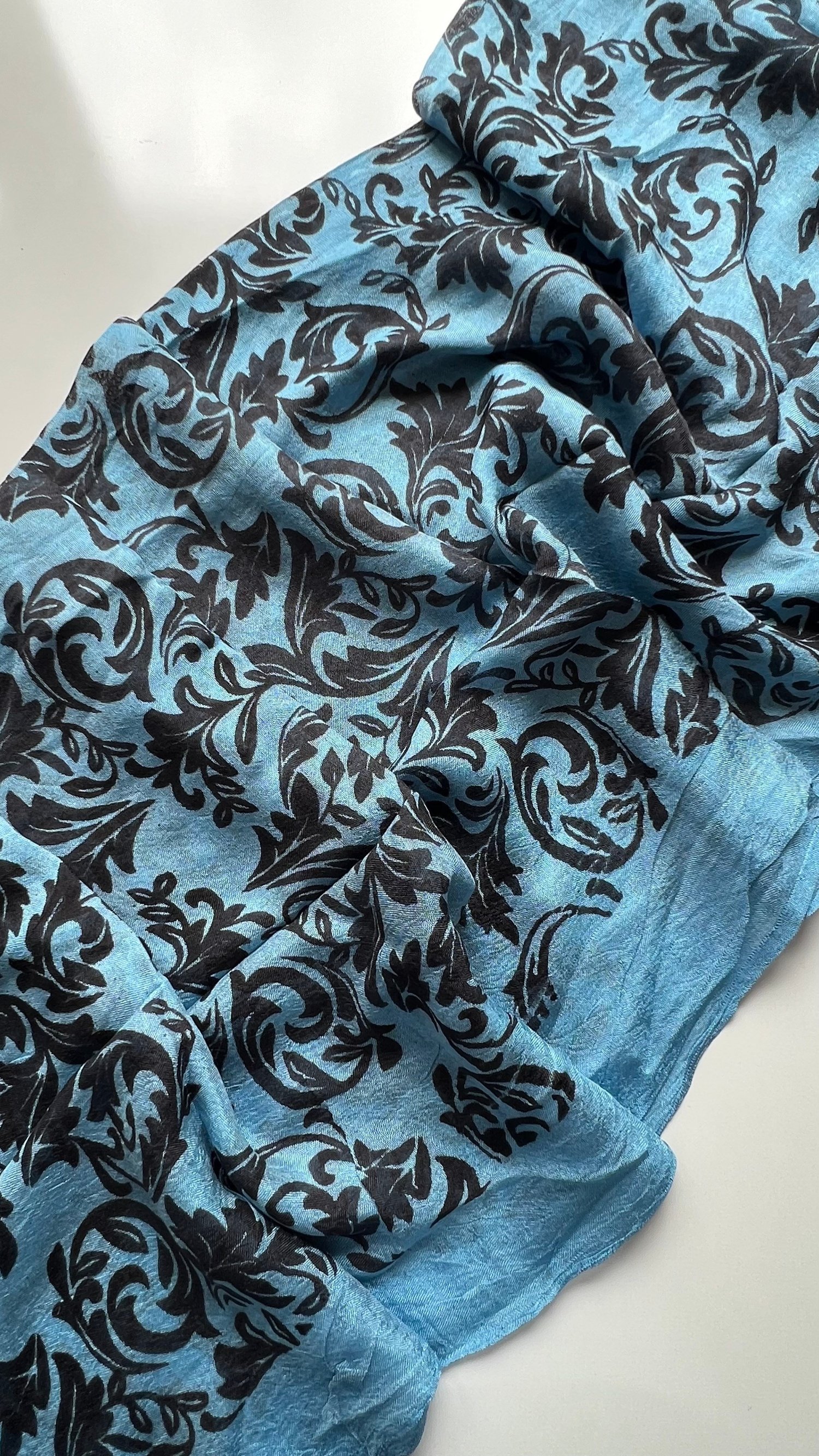 Mavi Yaprak Desen Kelagayi Şal 190x90