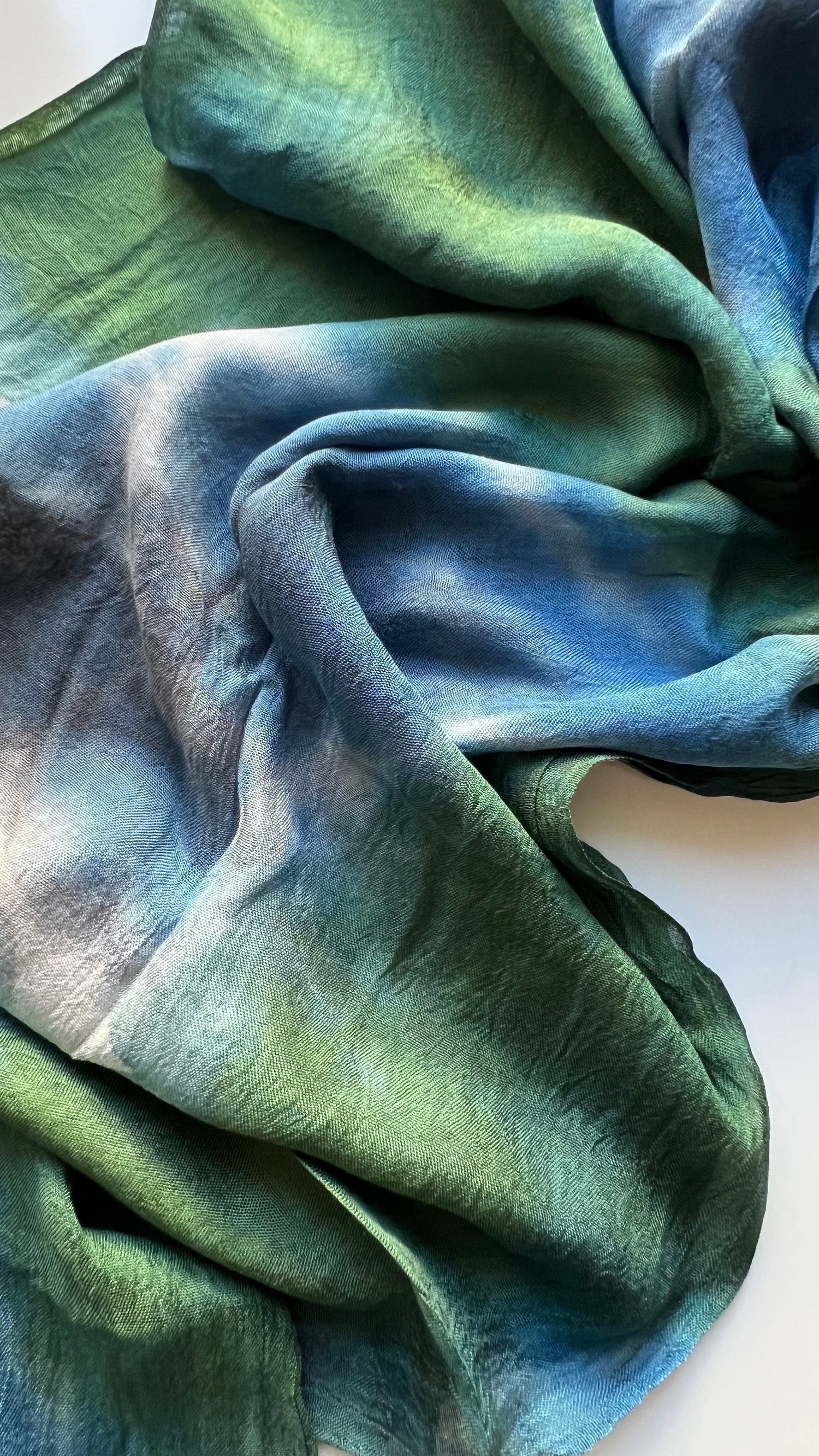 Mavi Yeşil Ebruli Kelagayi Şal 190x90