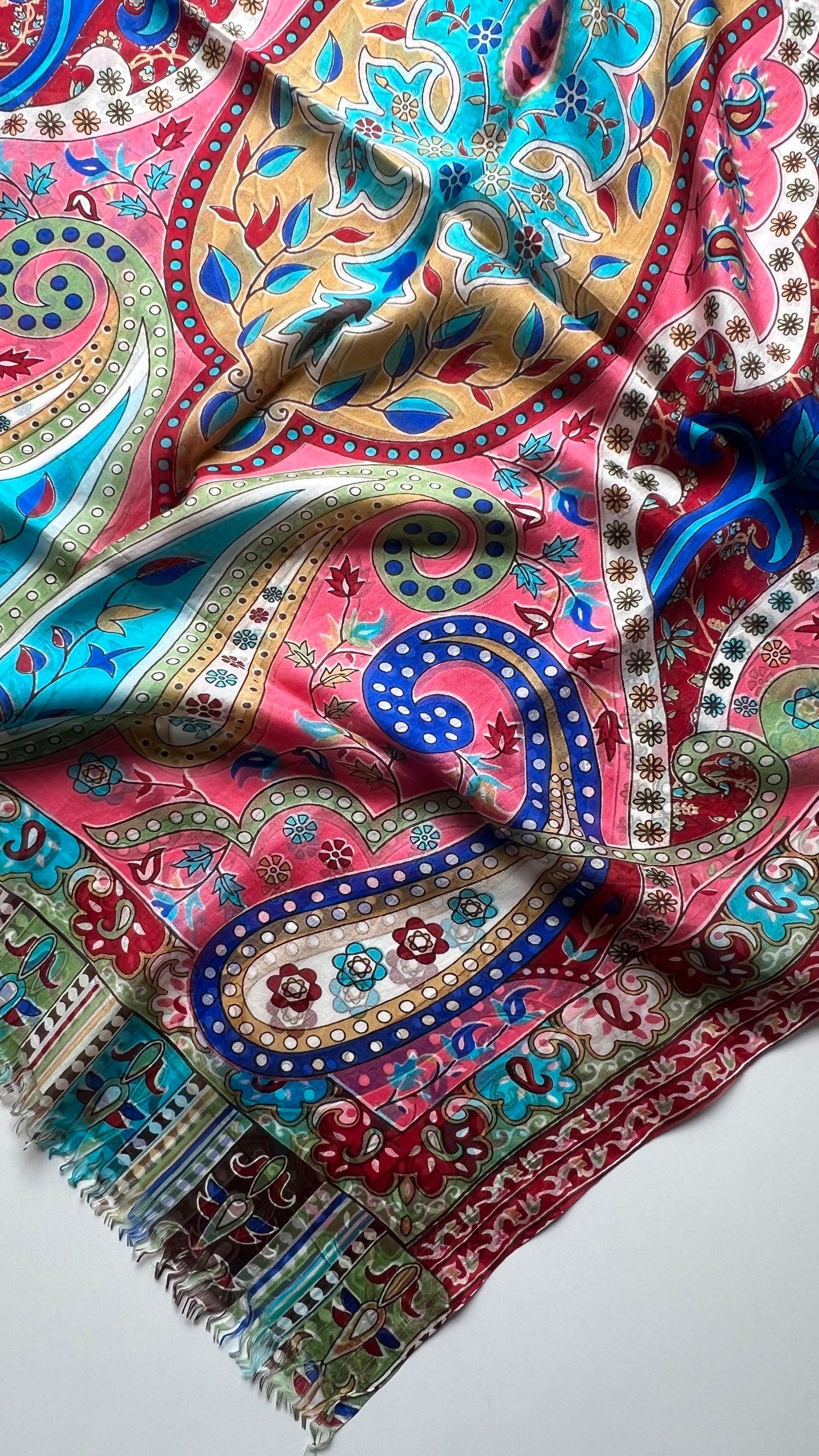 Pembe Hint İpek Şal 180x70