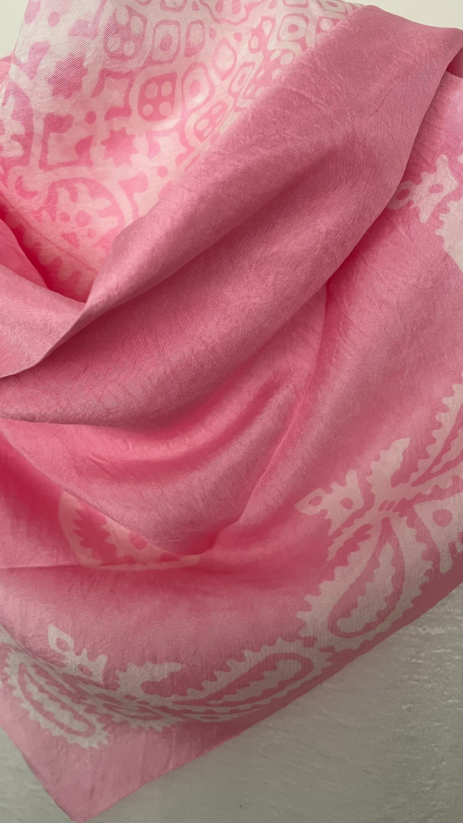 Pembe Saf Koza İpek Kelagayi Eşarp 120x120