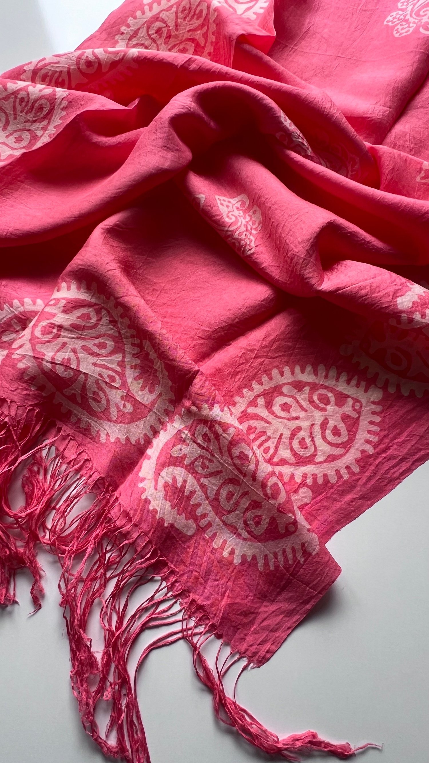 Pembe Saf Koza İpek Kelagayi Şal 190x70