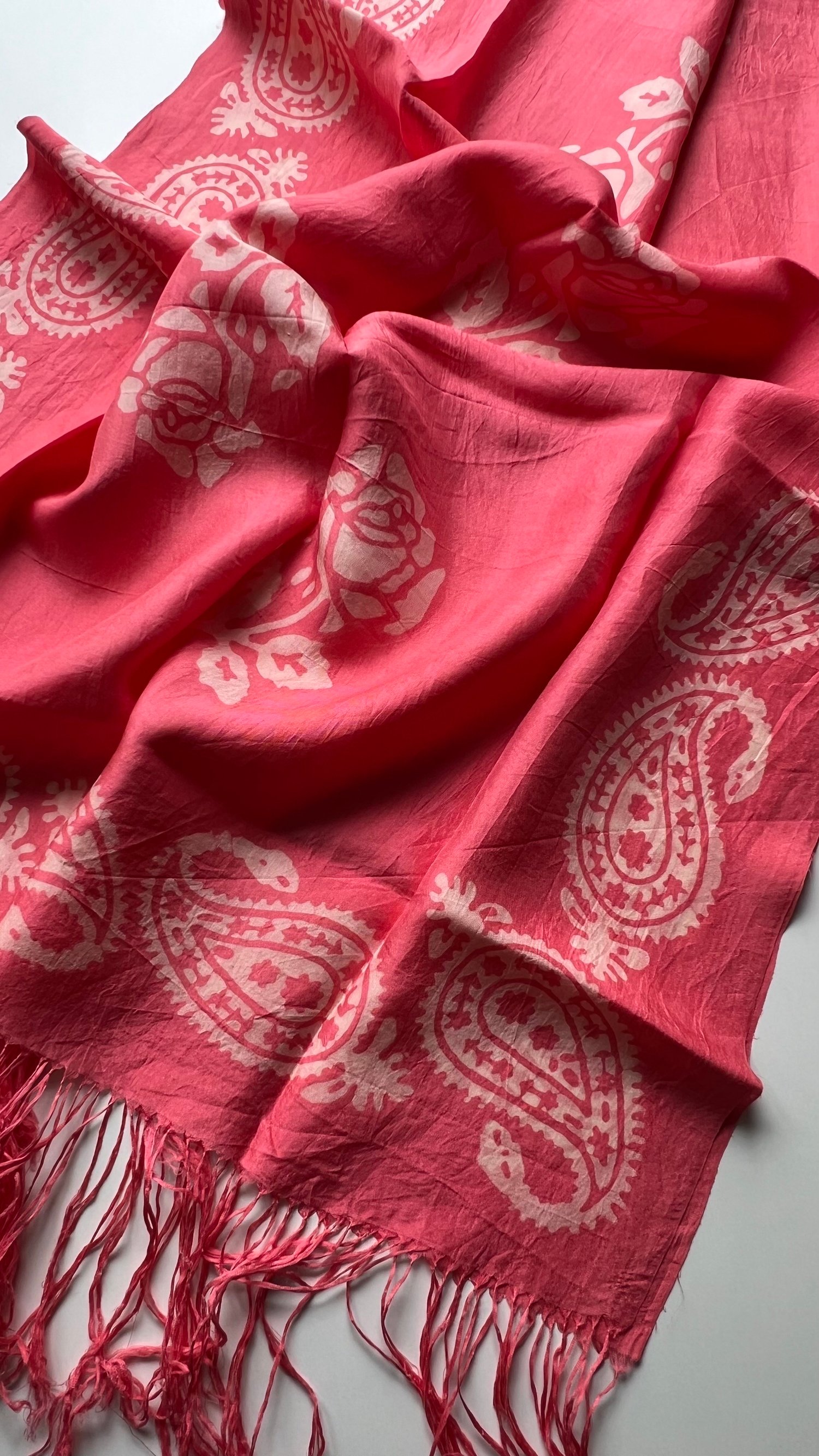 Pembe Saf Koza İpek Kelagayi Şal 190x70